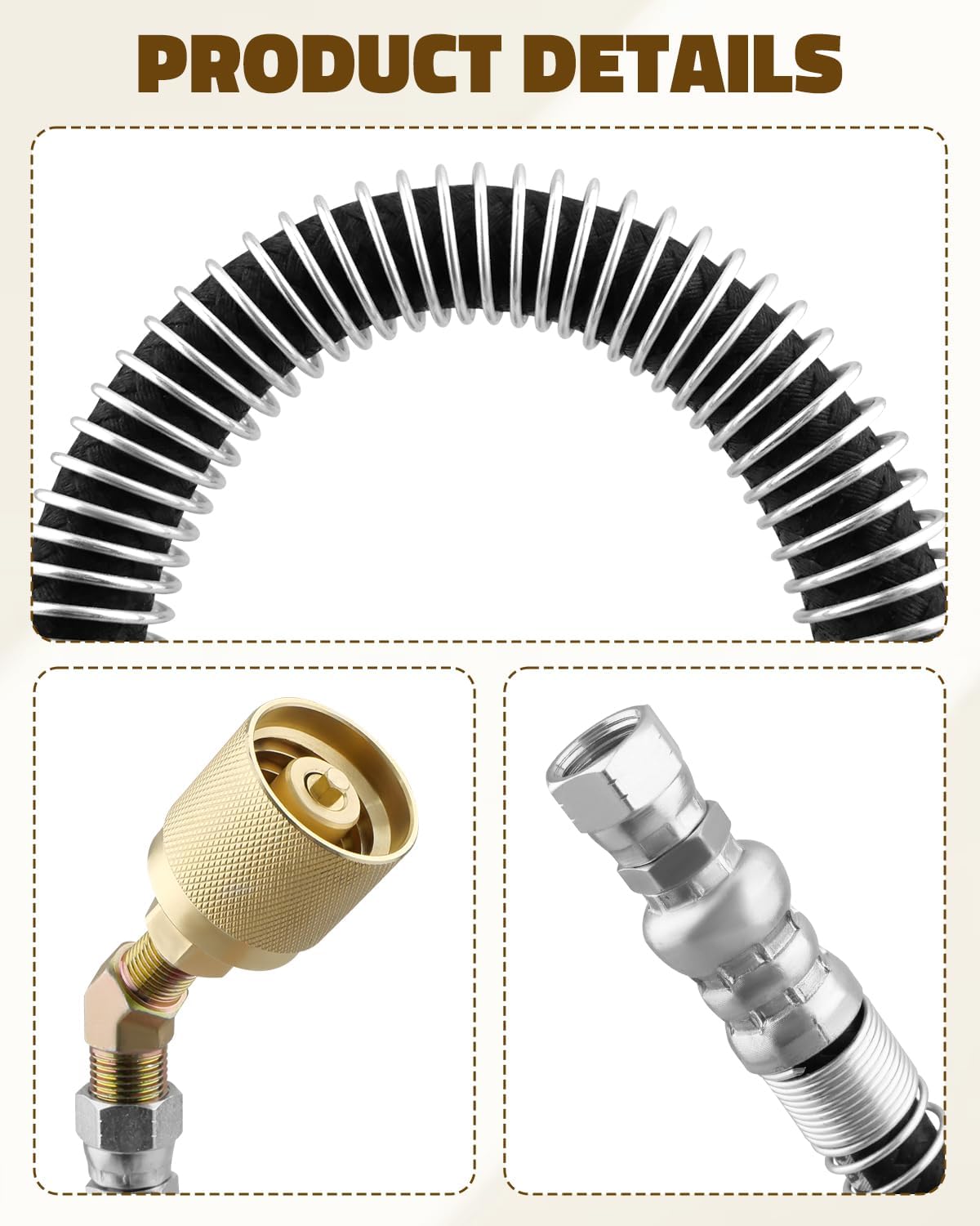 Forklift LPG Propane Hose Fit for Propane-Powered Forklifts, Designed for Use With LPG Gas Tanks/Heavy Equipment, 18" with Female Coupler Connector, with Protective Case
