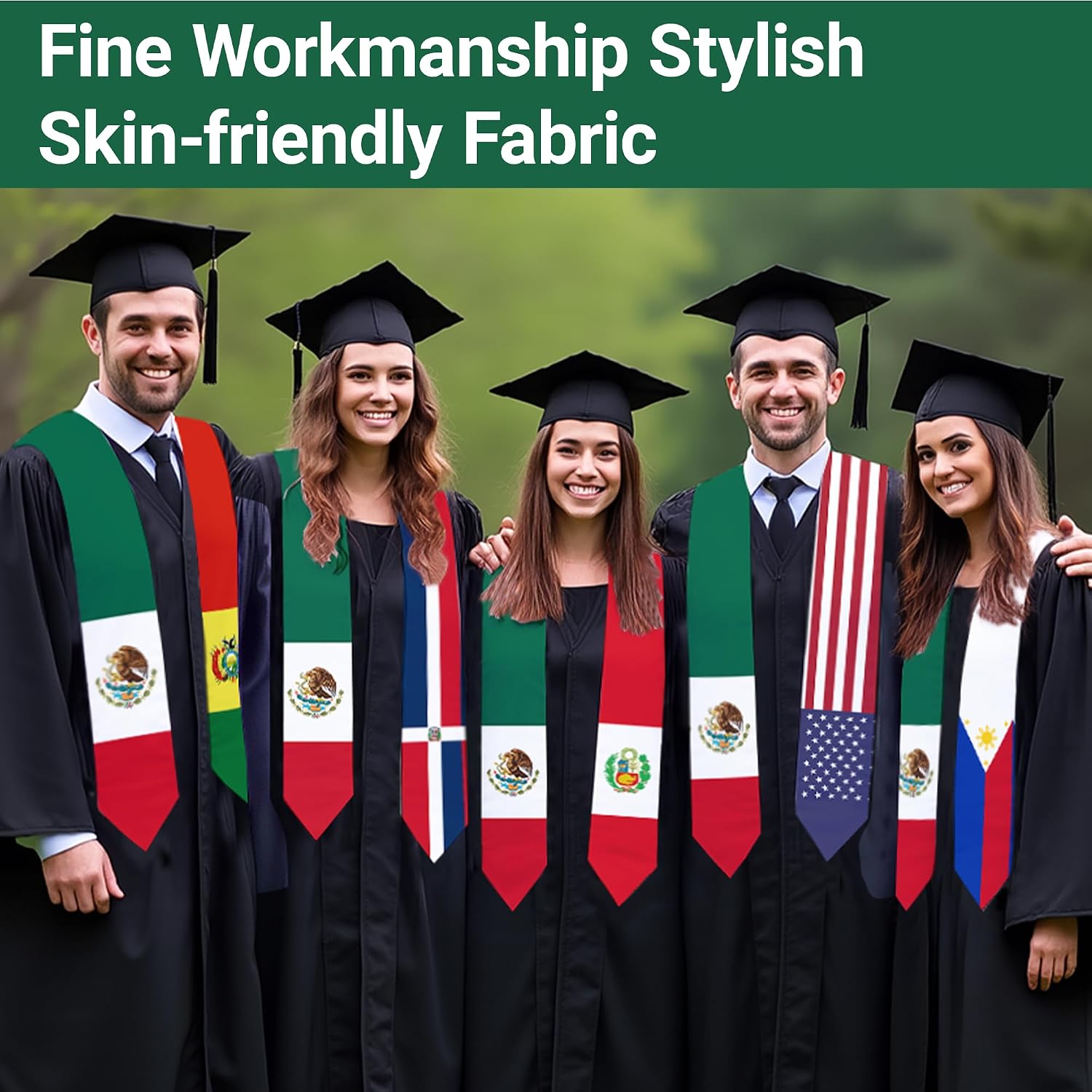 Mexico Mixed Flag Graduation Stole Sash Mexican Flag Graduation Sash For International Graduates