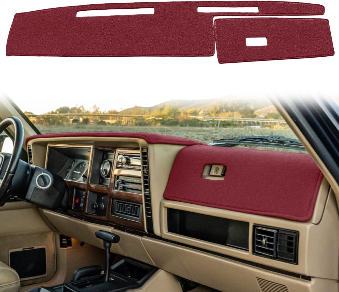 Dash Cover Mat Custom Fit for Jeep Cherokee Comanche Wagoneer Limited Dashboard Pad Carpet Protector K186 (Beige)
