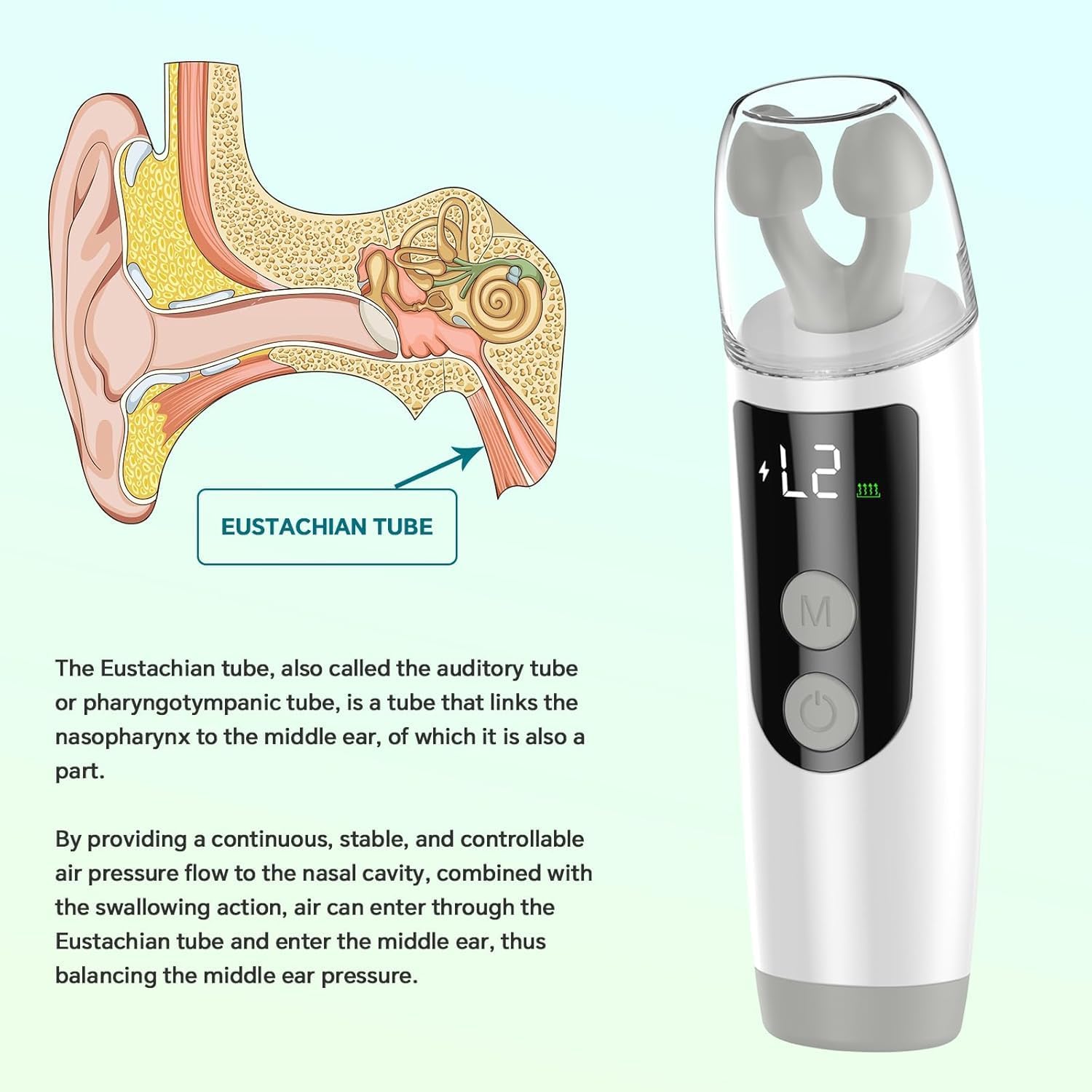 eustachian tube ear pressure relief device | unclog ears, balance pressure & relieve tinnitus | ear care for travel, diving & swimming
