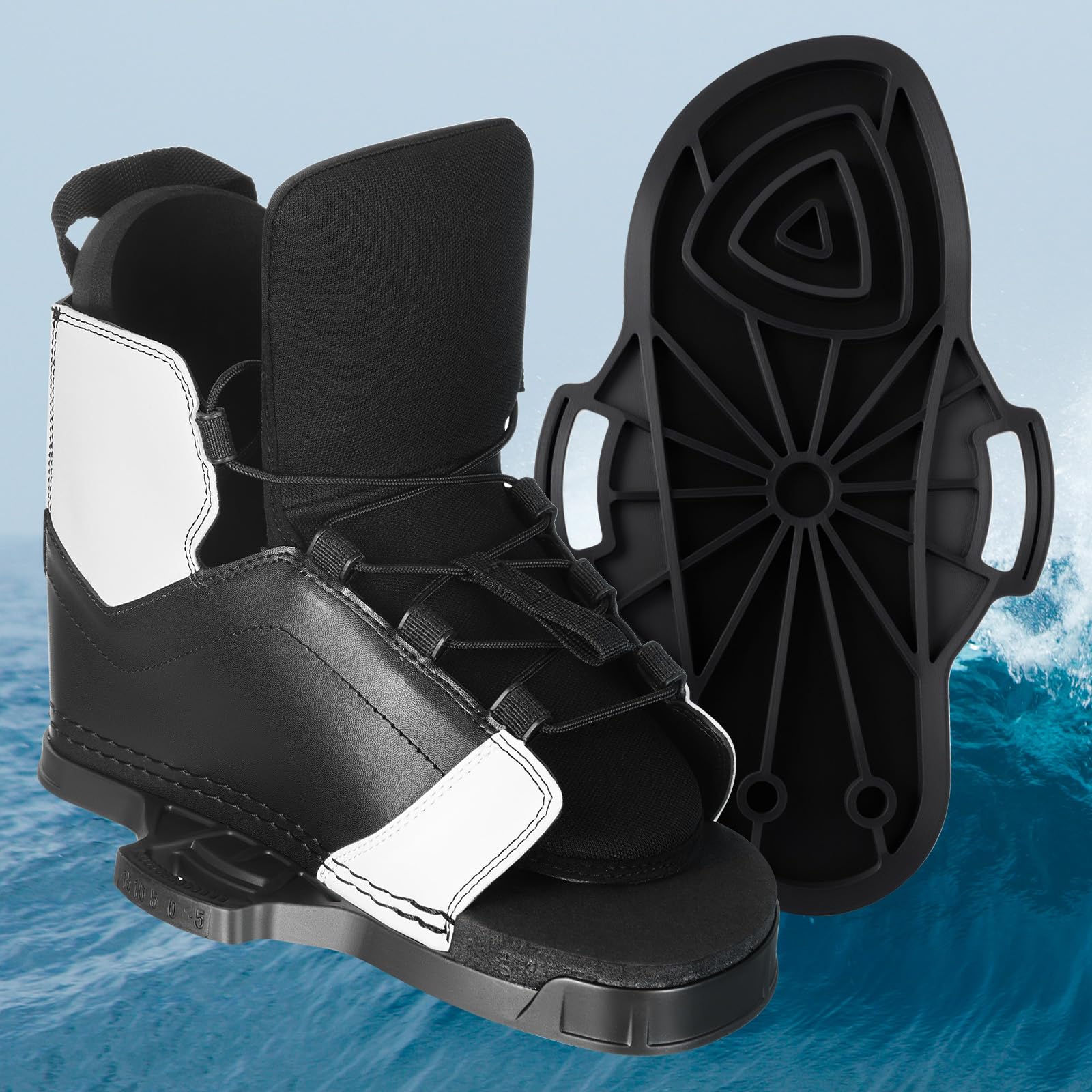Weysat Universelle Wakeboard-Bindungen für Herren 42-46 / Damen 44-46, verstellbare Wakeboard-Stiefel, EVA-Komfortfutter und Knöchelstütze, einfacher Einstieg, offenes Zehen-Design, passend für die