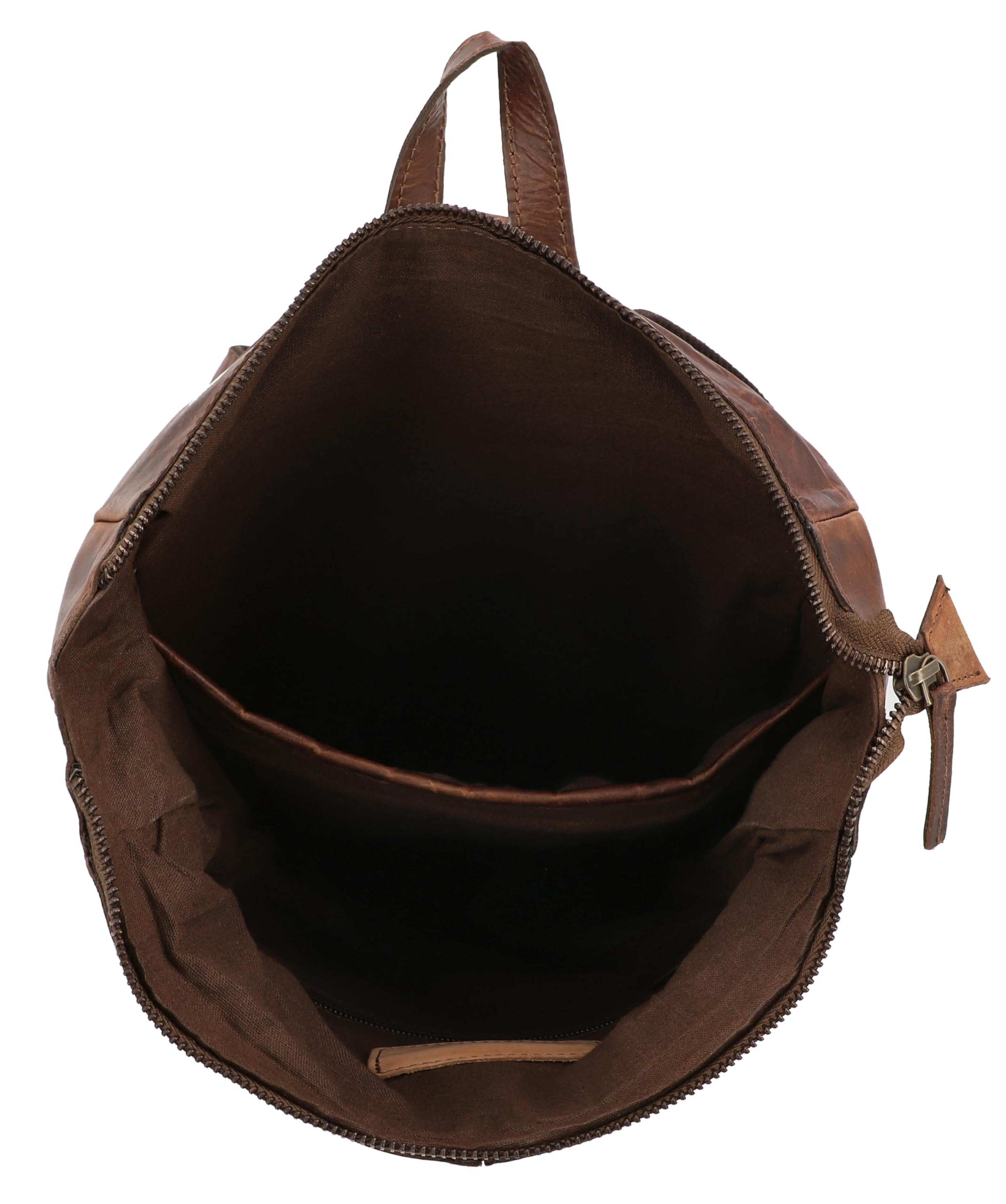 Gusti Leder Rucksack Valja - Echtleder Rolltop Rucksack Damen und Herren - Lederrucksack mit Laptopfach 13 Zoll - Vintage Ziegenleder Pflanzlich Gegerbt Braun