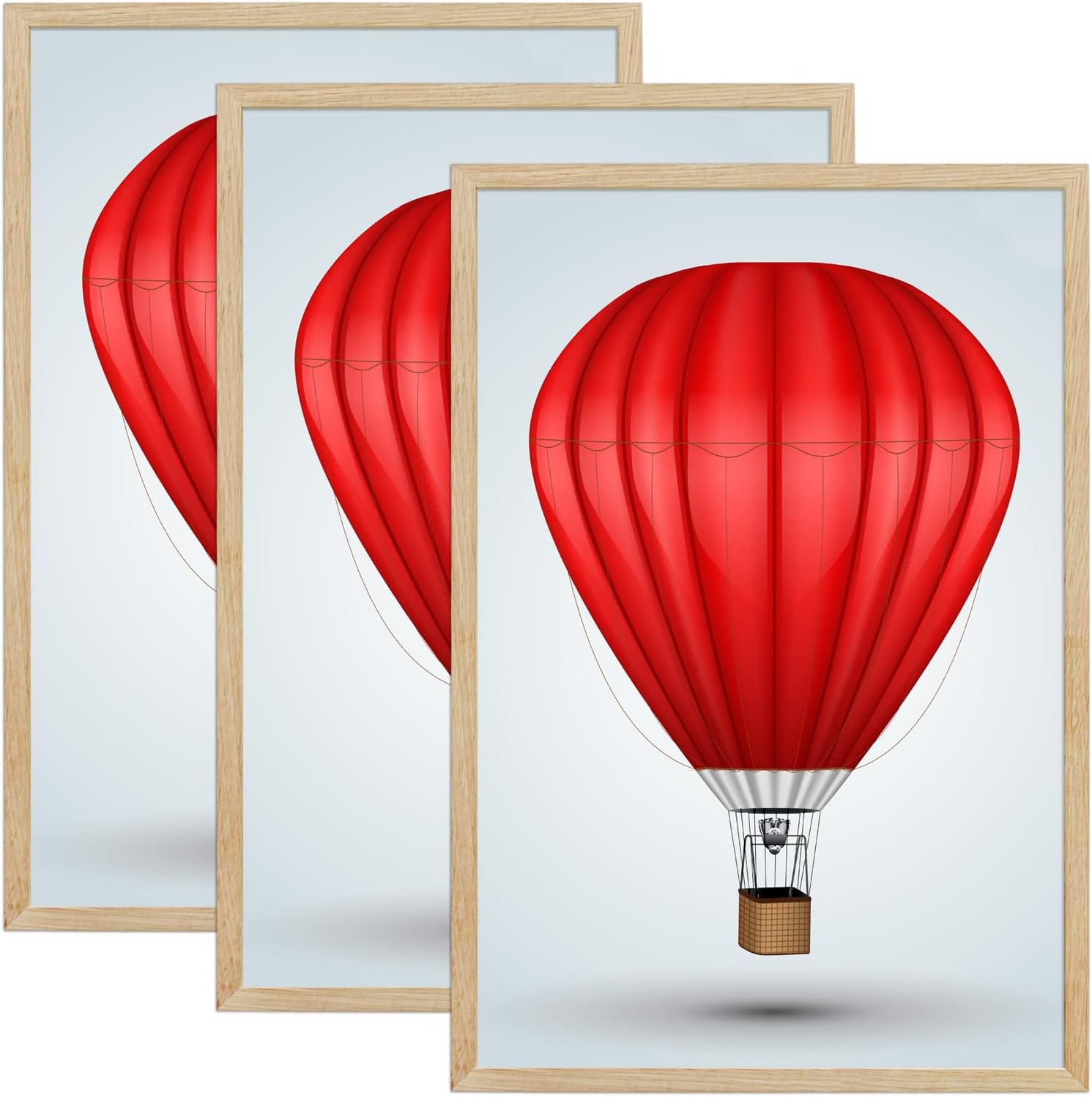 DABLUE 22x28 Picture Frame Set of 3 Beige Oak Wood 22"x28" Poster Frame 22 by 28 Natural Solid Wood Frames 28x22 Photo Frame with Clear Plexiglass