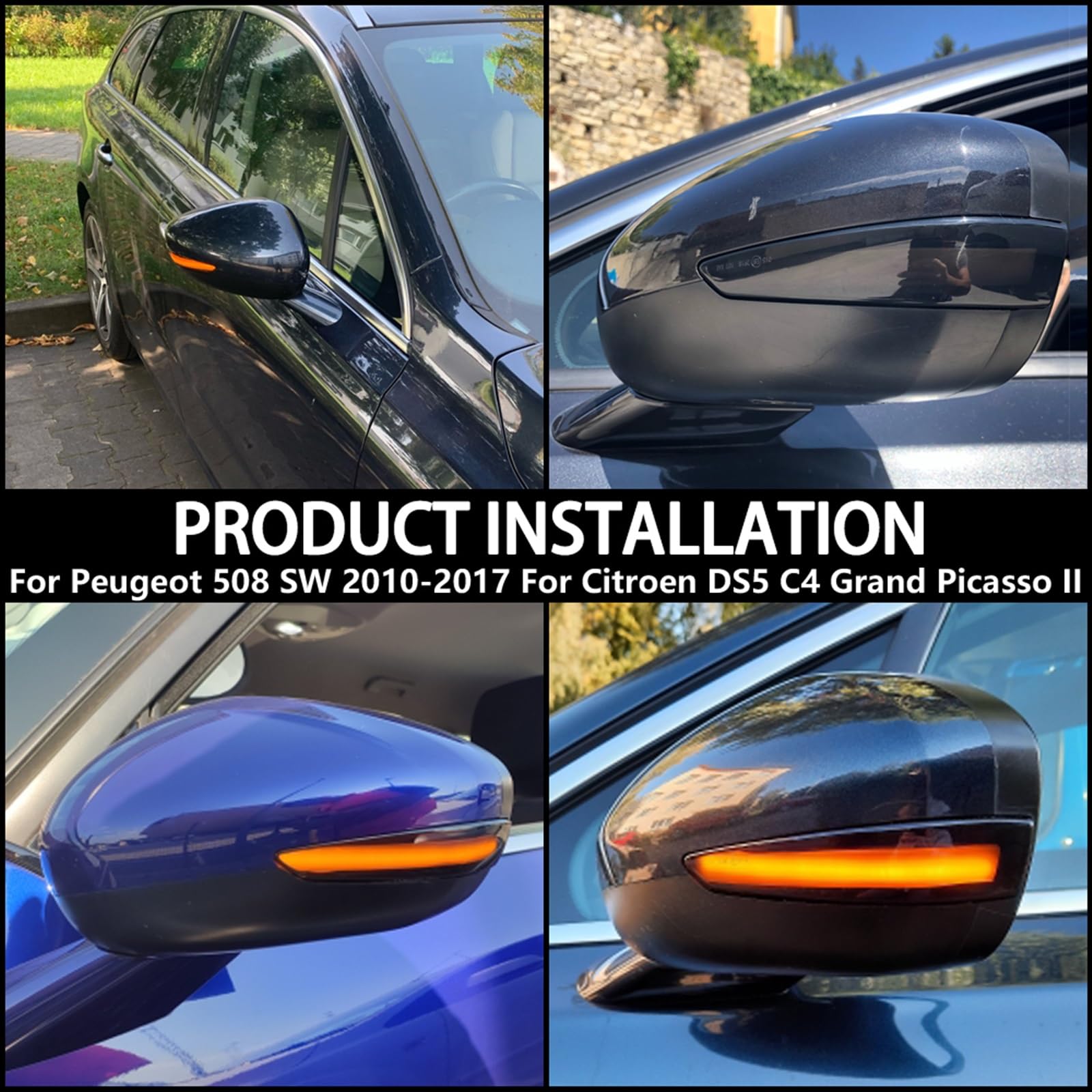 Lewe prawe skrzydło samochodu widok z tyłu lusterko wsteczne włączony kierunkowskaz lampa 6325J4 6325J5, dla 508, dla Citroen, DS5 C4 2010-2017 Światło kierunkowskazu samochodowego