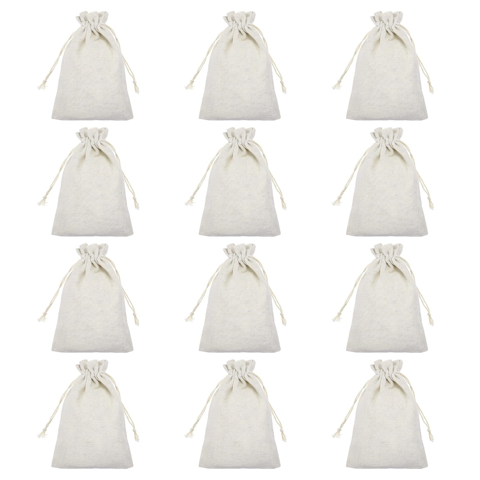 PATIKIL 12Pcs Coin Sacks Bag, 18x13cm Canvas Coin Money Cash Bag Drawstring