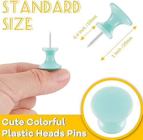 Miniatura 2 de 60 pines gigantes para pulgar, tachuelas grandes, clavijas gigantes, puntas de acero, cabezales de plástico de 1 pulgada, pasadores de marcado para