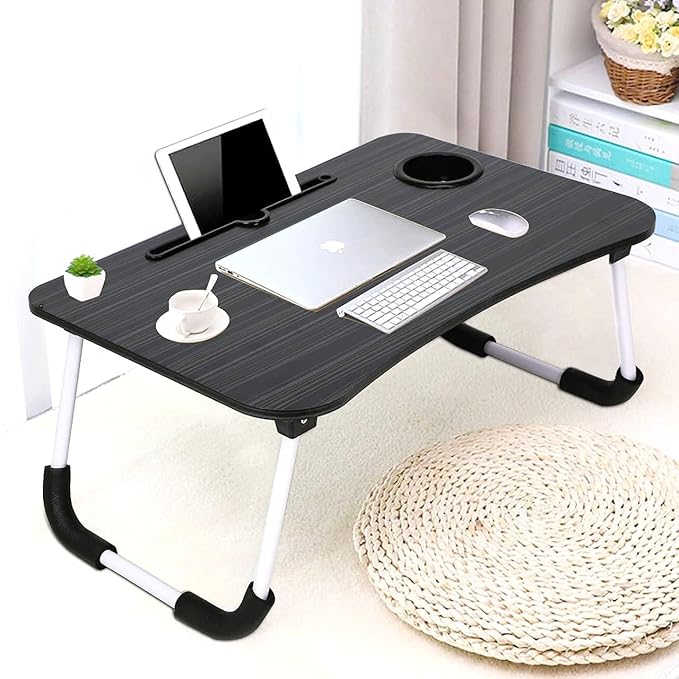 NK MART Study Table/Bed Table/Foldable and Portable Wooden/Writing Desk for Office/Home/School (Black MAXX) at Rs. 379