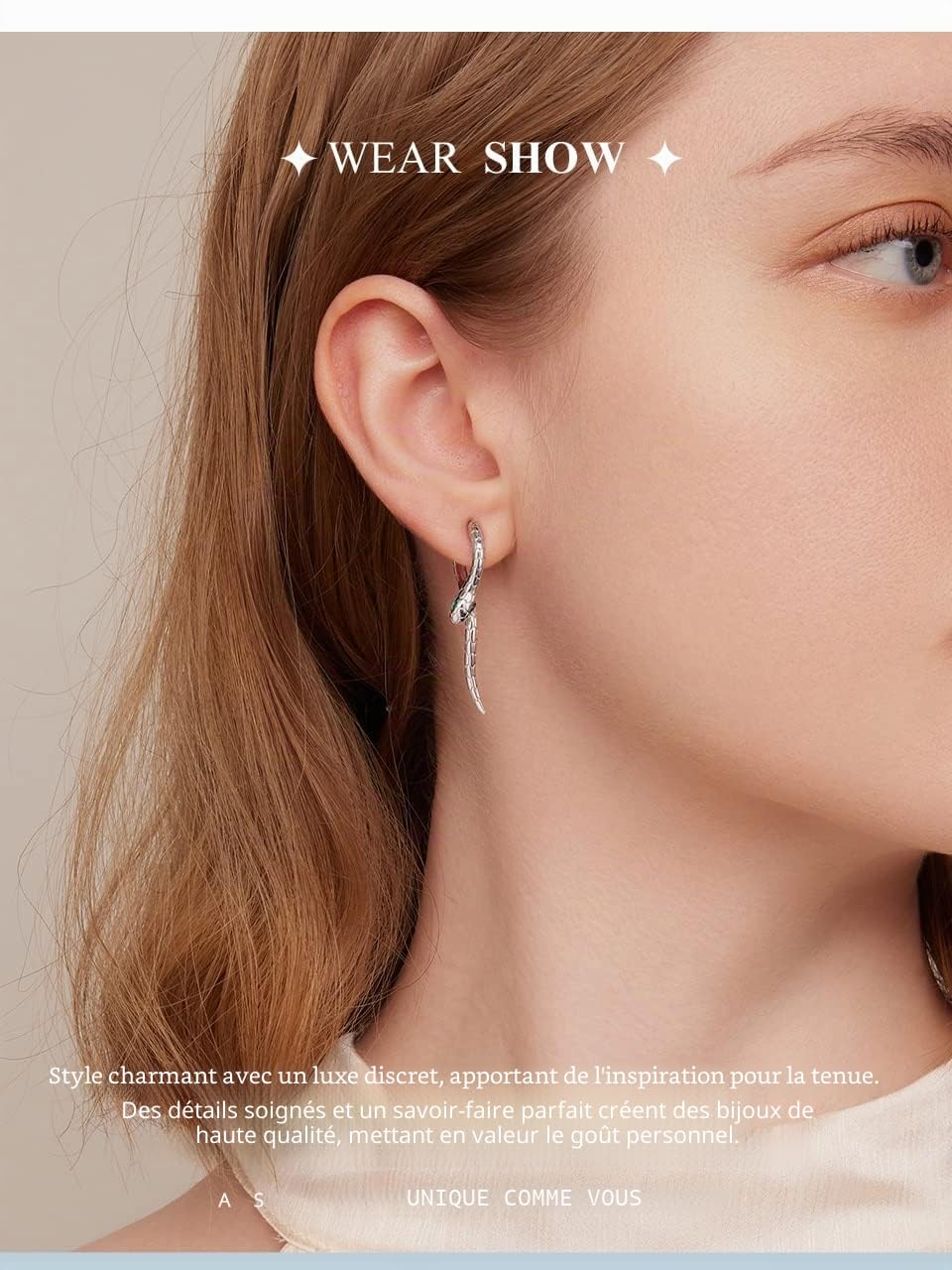 Boucles d'oreilles Serpent en Argent Sterling 925 Boucles d'oreilles Créoles en Zircon Vert pour Femmes Cadeau De Bijoux Fins Personnalisés
