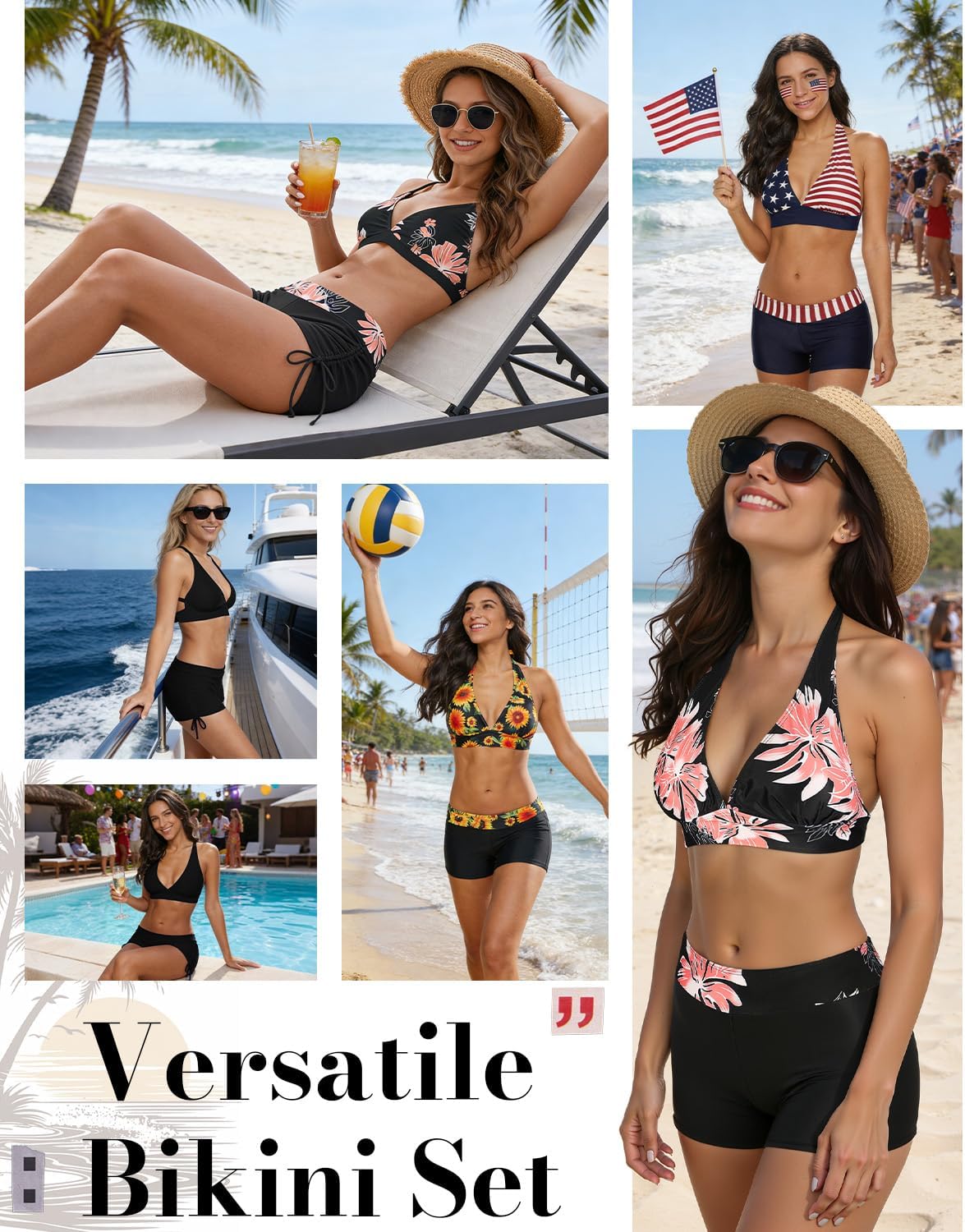 Century Star Women Two Piece Swimsuit with Boy Shorts - Modest Swimming Suits High Waisted Bathing Suits Bikini Set - Image 2