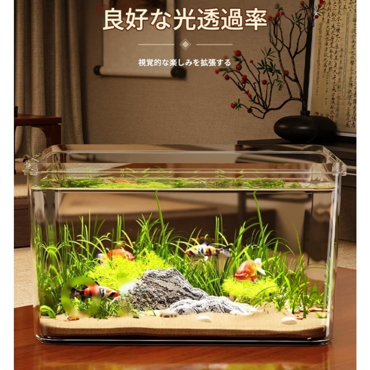 Amazon | [FILWY] 透明アクリル角型水槽 ガラス調 プラスチック製 小型