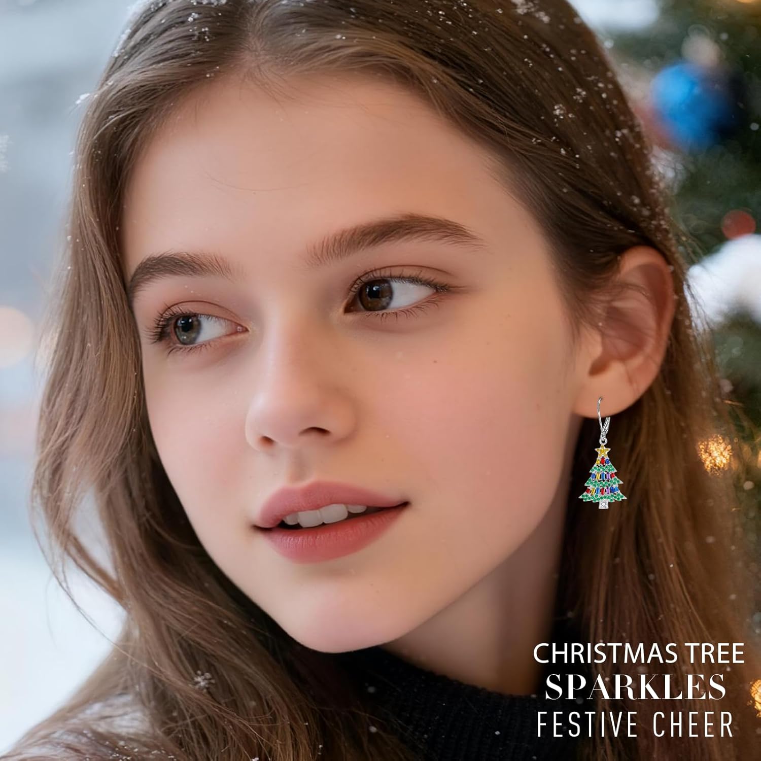 Christmas Earrings Christmas Tree Earrings for Women Dangling Sterling Silver Dangle Jewelry Holiday Xmas Gifts - Image 3