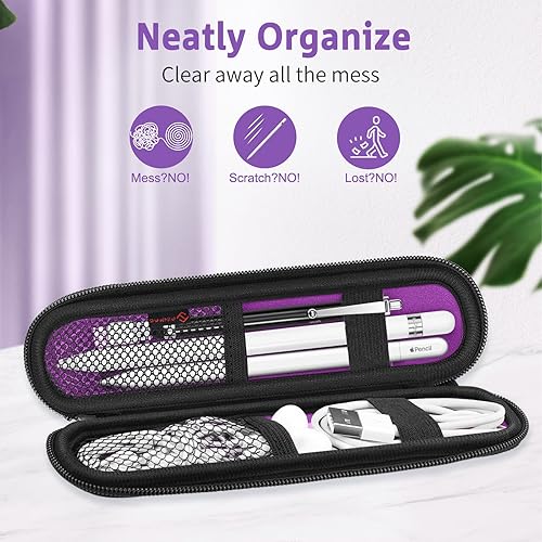 Vista 18 de Fintie Funda para Apple Pencil Pro, Apple Pencil (USB-C / 1ª / 2ª generación), bolsa de transporte de neopreno suave con cremallera para Samsung Gris