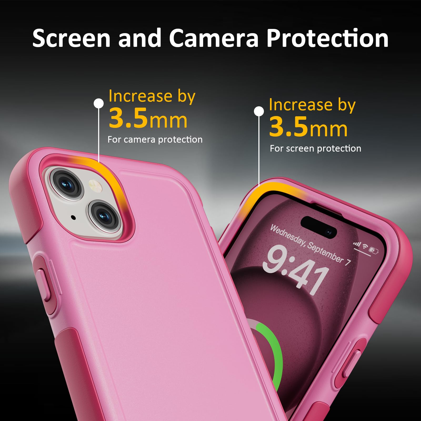Follaroma Schutzhülle für iPhone 15 Plus, kompatibel mit MagSafe, robuste, stoßfeste Schutzhülle, Anti-Drop, zweilagige, magnetische Handyhülle für iPhone 15 Plus, 6,7 Zoll, Rosa