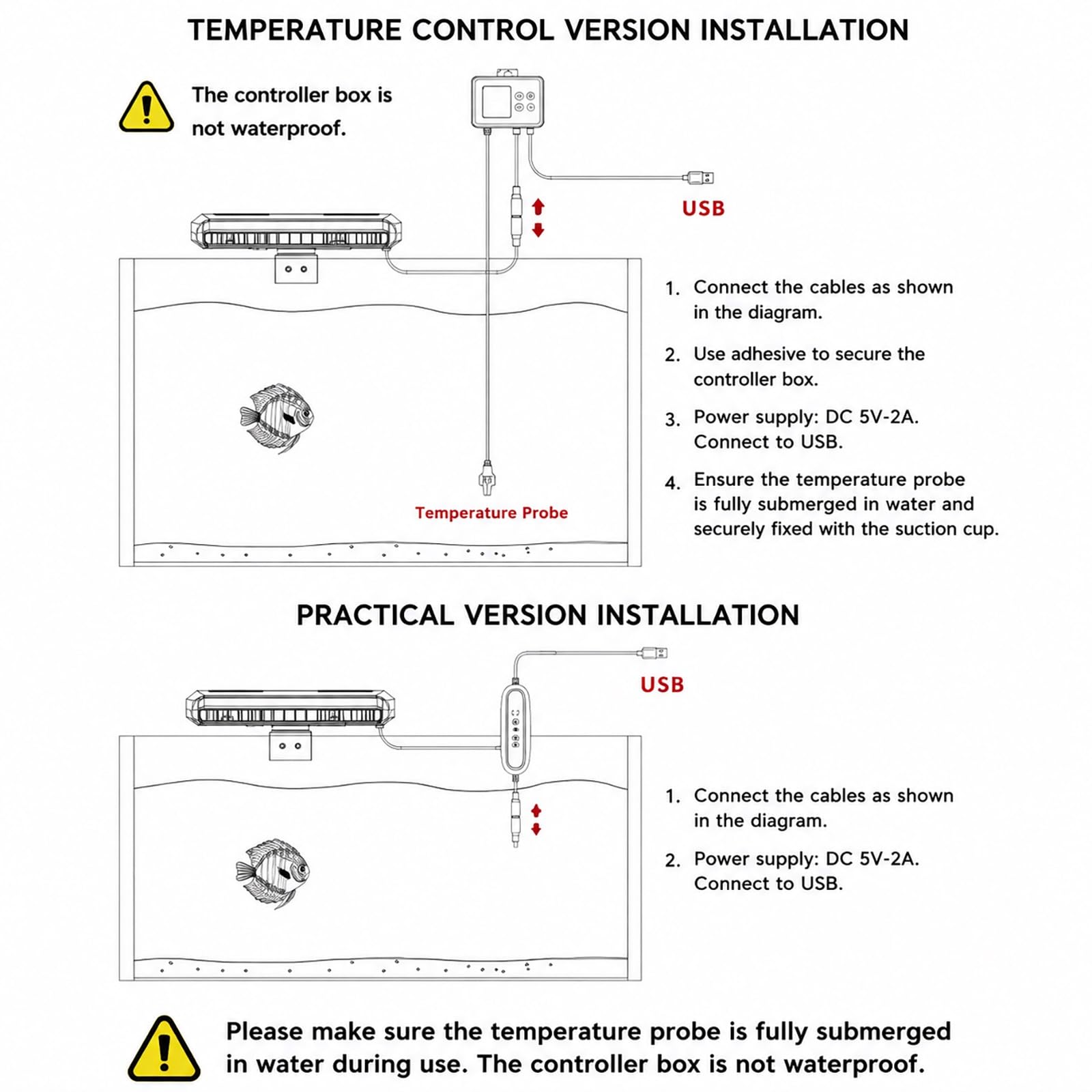 Ventilación De Pecera Y Sistemi Automatizado De Arrecifes De Varias Velocidades, Termostato Con Sensor Externo, Sopladores Seguros Para Arrecifes, Módulo Marino De Agua Silenciosa, Montaje De Borde