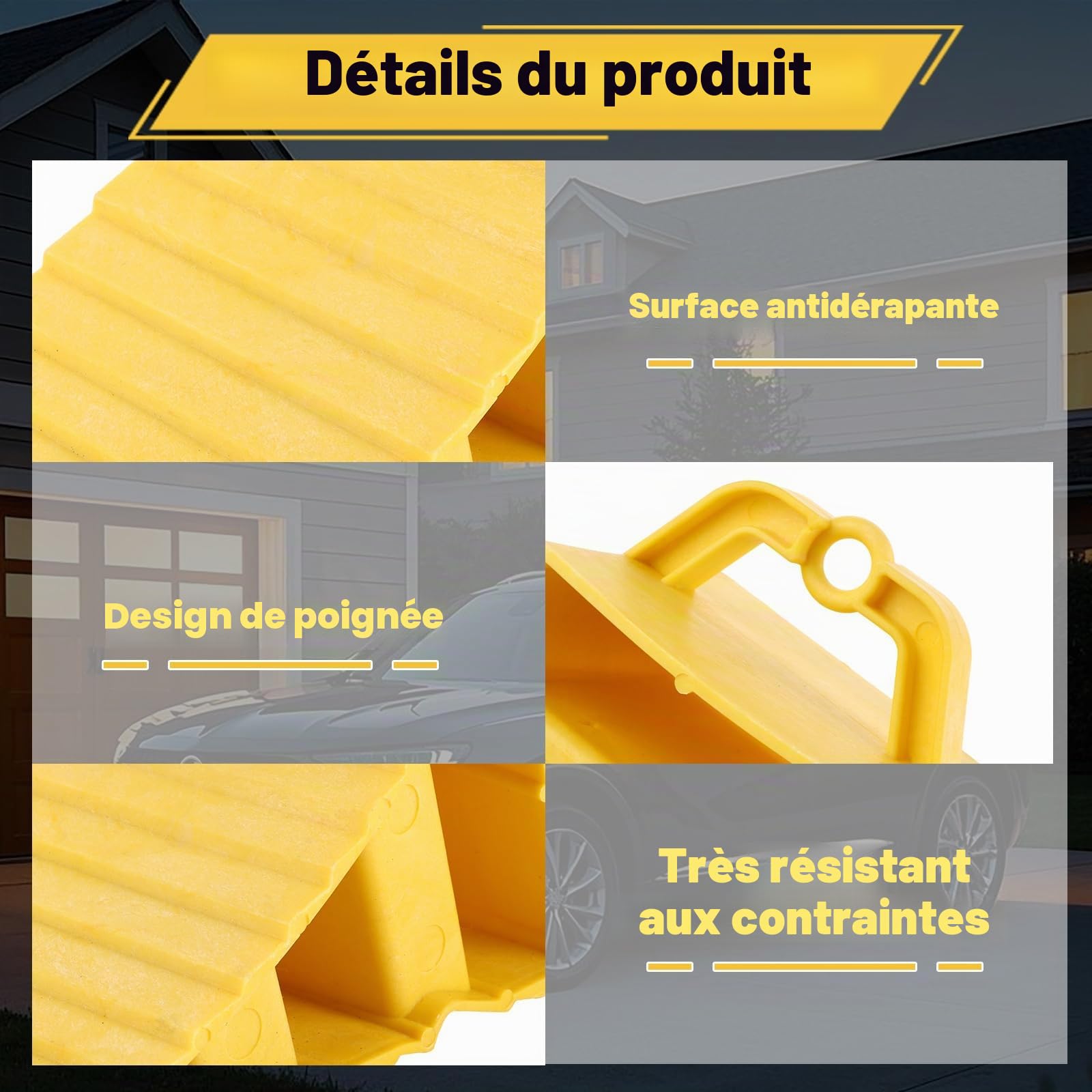 Lot de 4 cales de roue en plastique pour remorque de camping-car avec poignée - Cales de frein pour remorque, voiture, camping-car