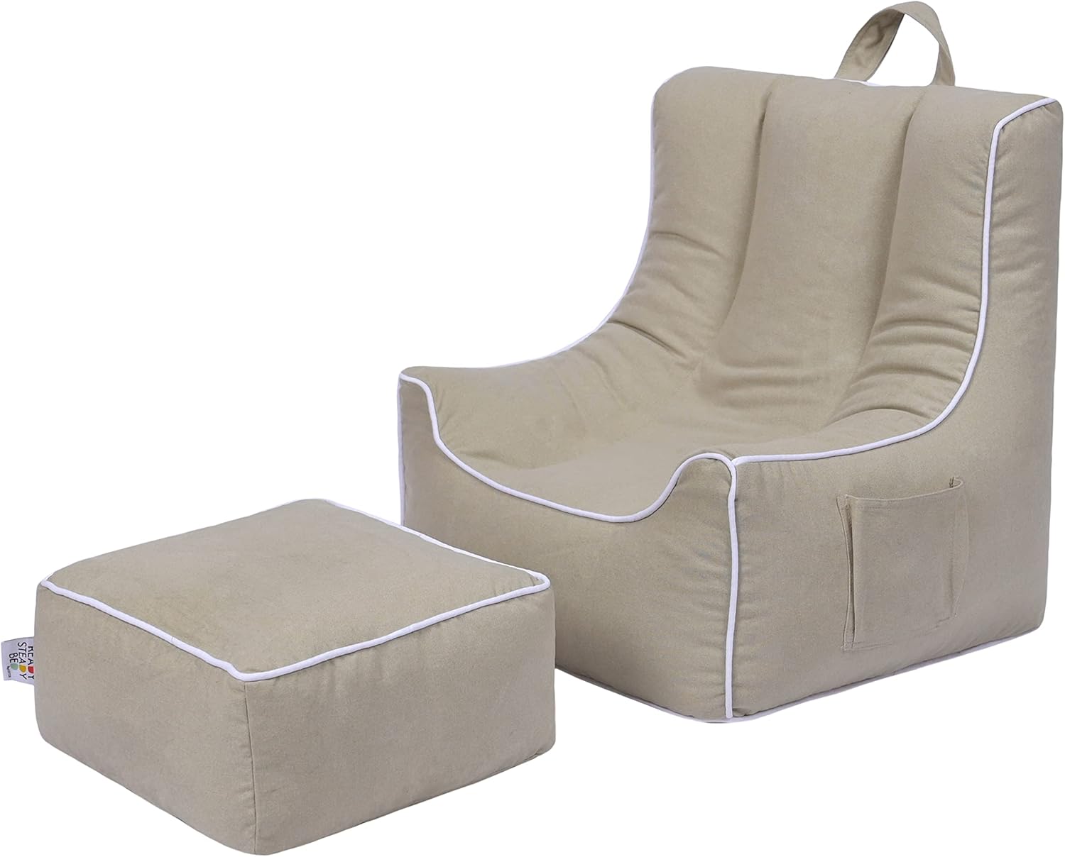 Ready Steady Bed Bean Bag para niños con reposapiés | Sillón Infantil de diseño ergonómico | Mobiliario Confortable para niños | Asiento Blando para niños pequeños (Beige)