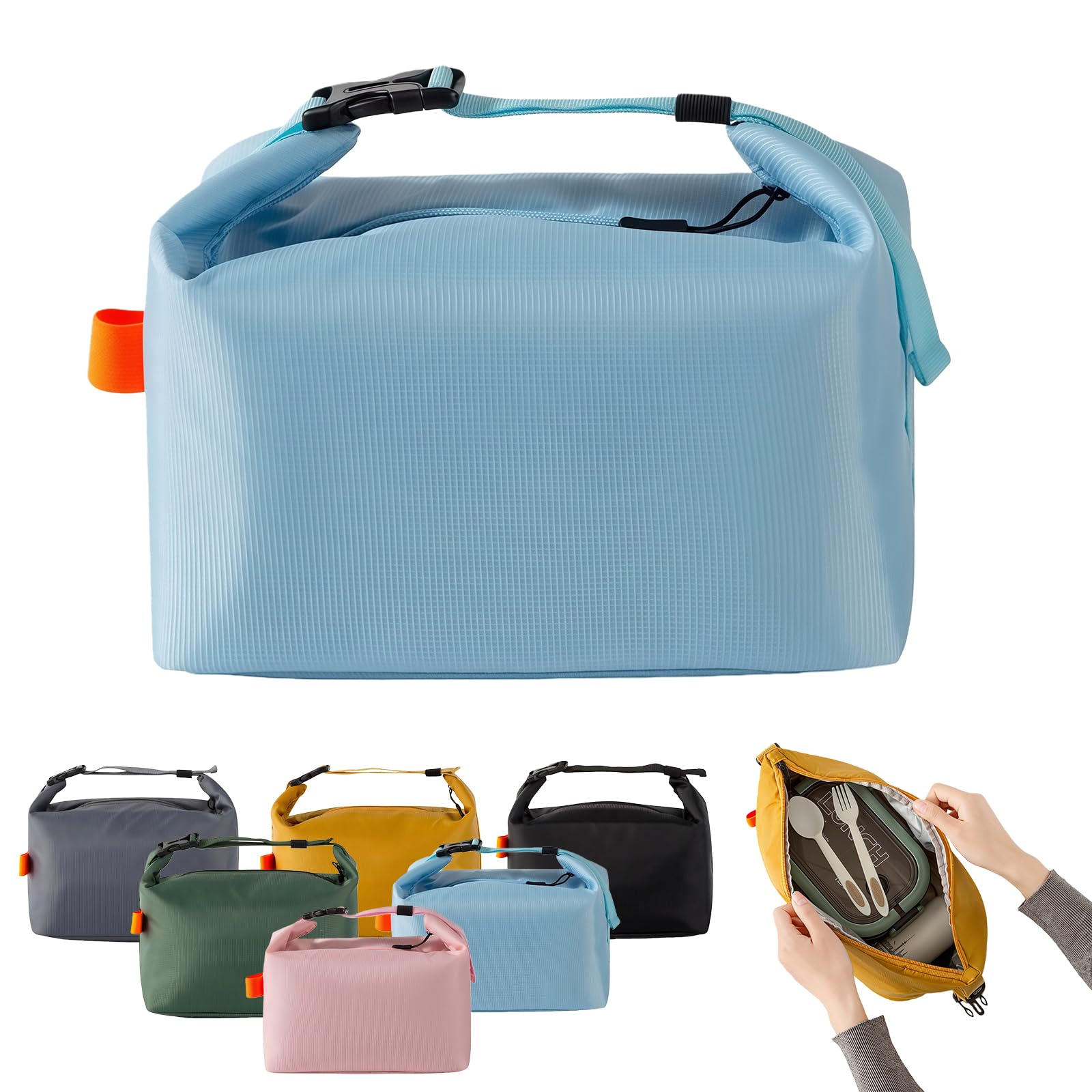 Lunch Bags for Women Men,Blue Reusable Insulated Leakproof Lunch Box Tote Bag,Leak Proof Cooler Bag with Handle Cool Bags for Kids Girls Boys Adults Work School Picnic Travel Beach Lunchboxes