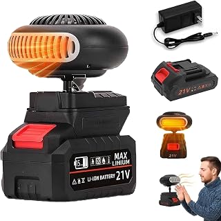 Battery Powered Camping Heater, 1500mah Portable Battery Operated Space Heaters Rechargeable Car Window Defogger, Electric Cordless Golf Cart Heater, For Camping Indoors, Long Heating(1 battery)