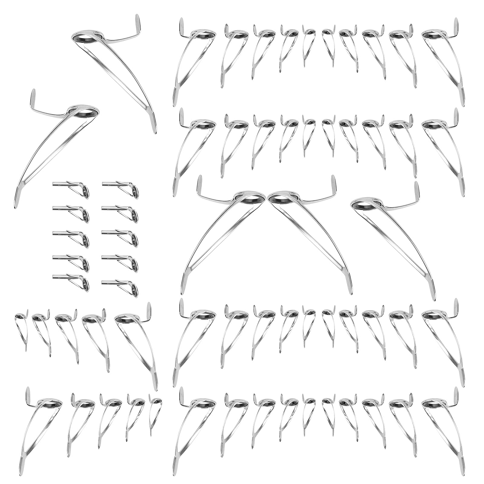 Zestaw pierścienia podwójnej stóp Wysokie Węglone Stalowa ceramiczna wędkarska linia Linia Linia gładka trwałe pętla akcesoria do łowienia słonej wody słodkowodnej 65 sztuk Różne