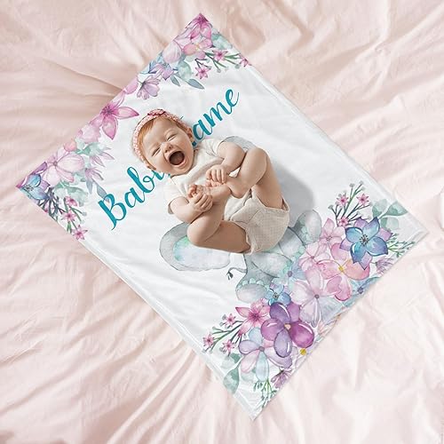 Miniatura 27 de Manta de bebé personalizada con nombre, mantas de bebé de elefante personalizadas para niñas, regalos de bebé, productos para bebés, mantas súper