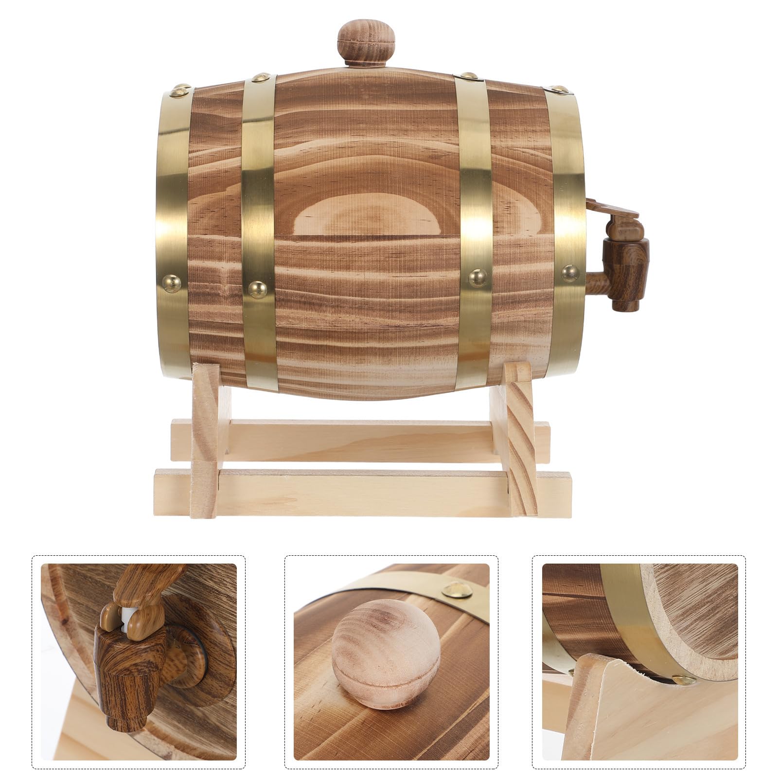Barril de Roble de 1,5 L con Soporte y Grifo para Bebidas