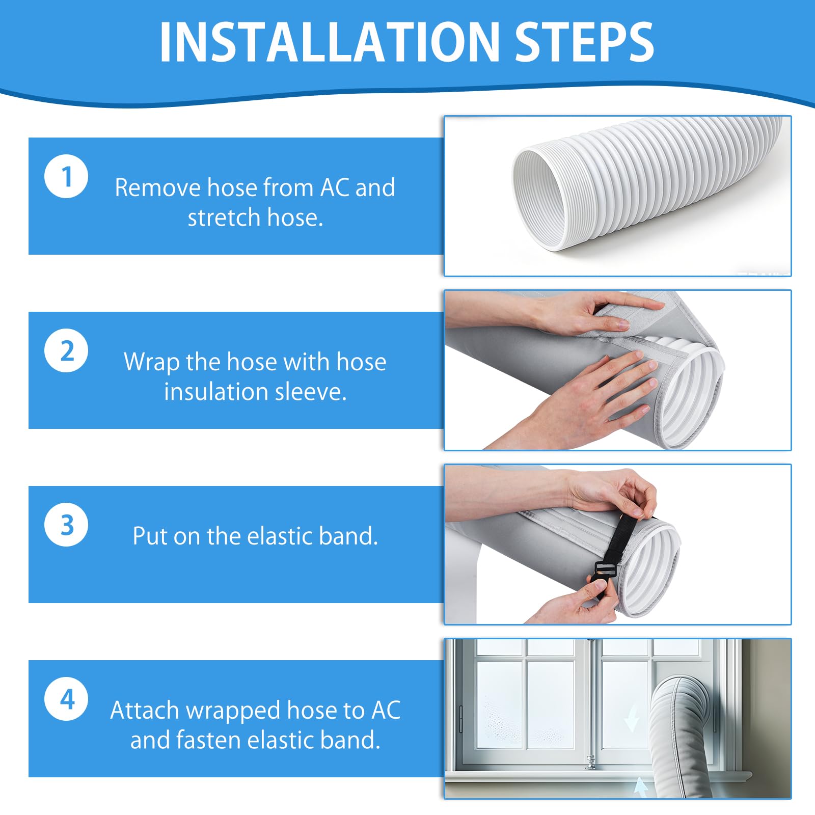 Housse de protection contre la chaleur pour tuyaux de climatisation portable