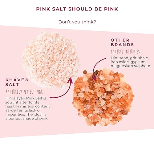 Miniatura 2 de KHAVE Sal natural del Himalaya rosa pura, sal de grano grueso de 12 onzas  12.35 oz para cocinar, condimentar sopa y guisos, frotar en seco para