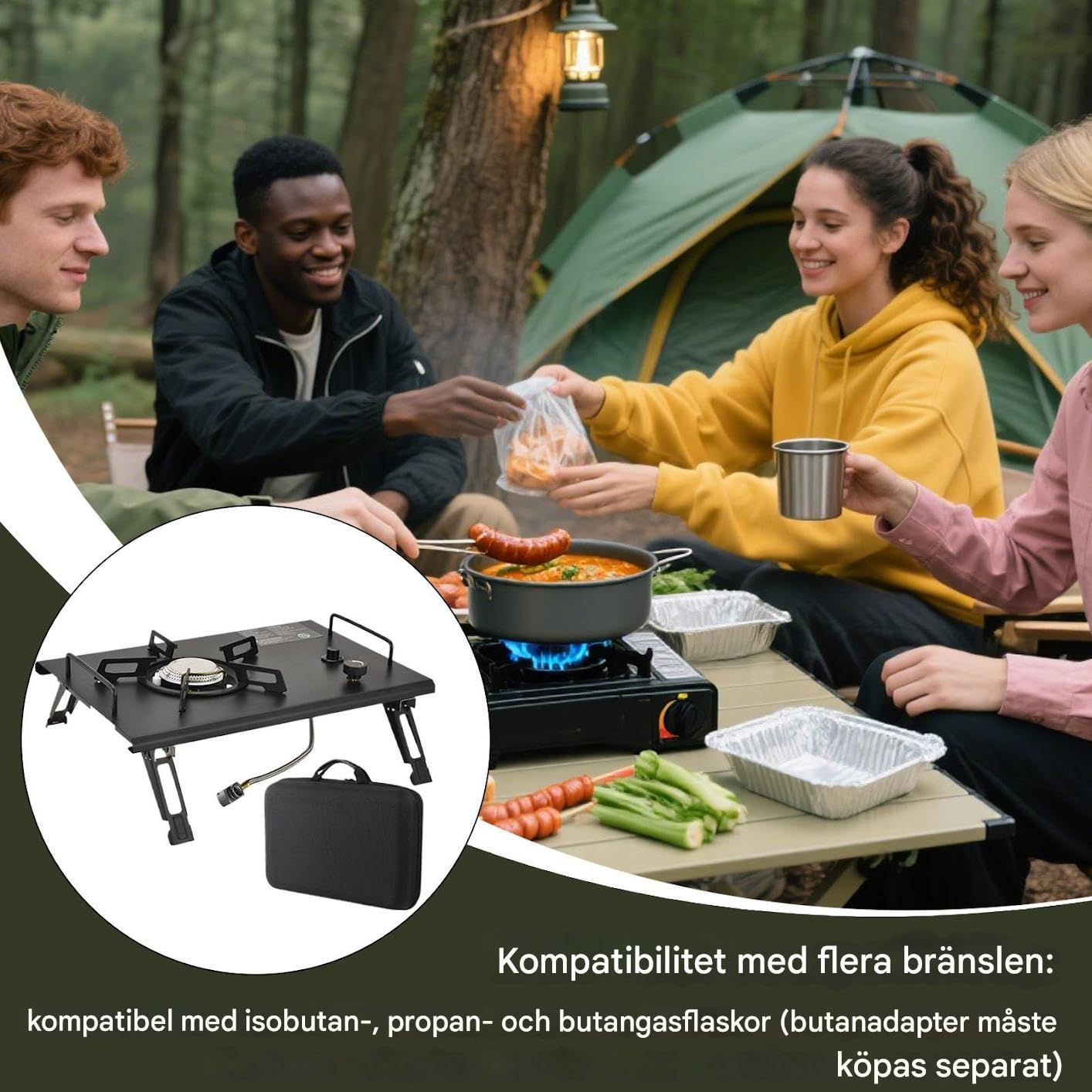 Campingkocher Outdoor Klappbarer Campingkocher Zum Kochen | Kochutensilien Mit Brenner Für Wandern Terrasse Garten Tisch Autoreise Party Angeln Tailgating Wohnmobil Grillen BBQ