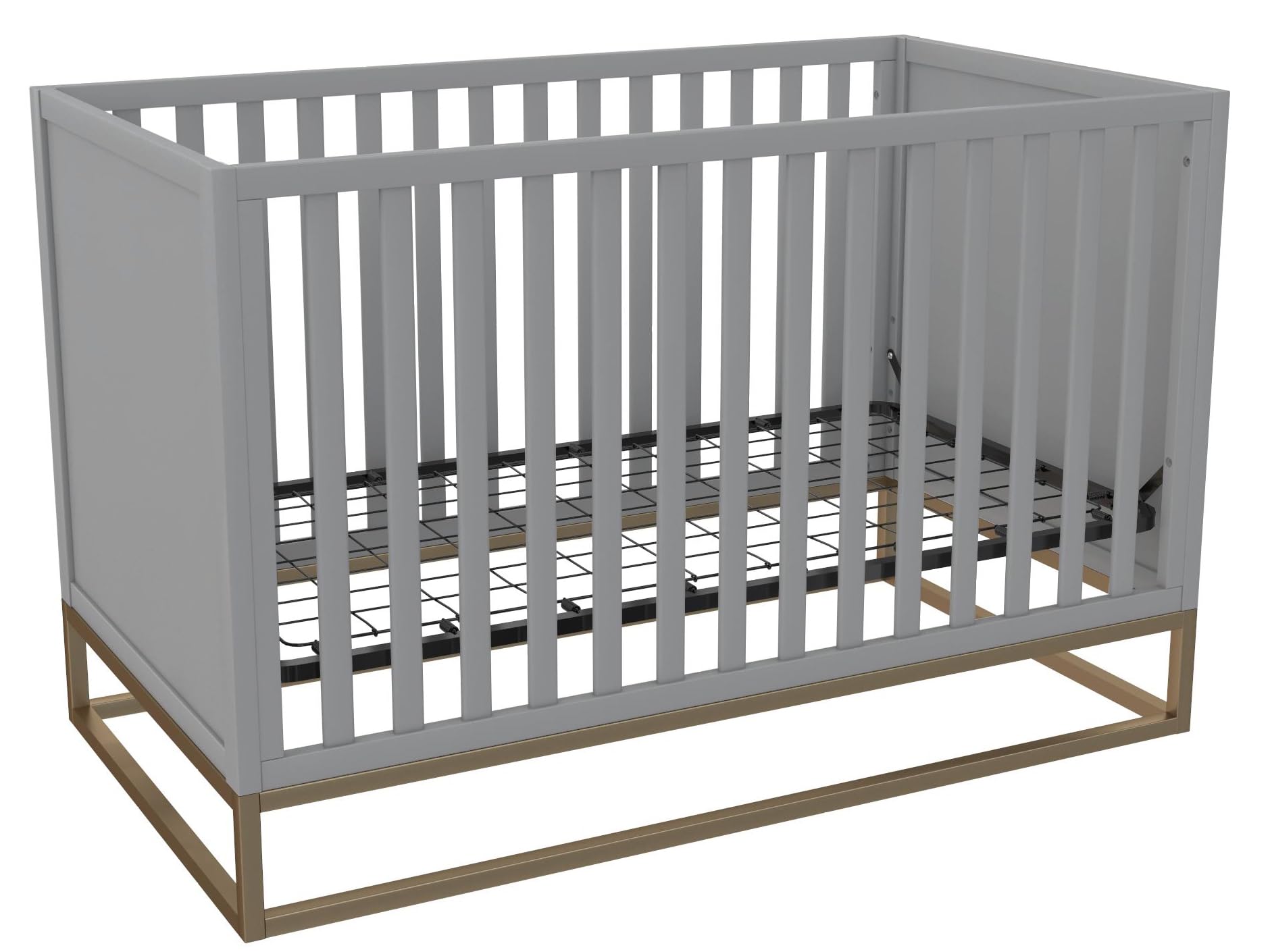 Dorel Home Furnishings LS Haven 3in1 Crib grey with Gold Base with Rail, 76x137x88cm (DxWxH)