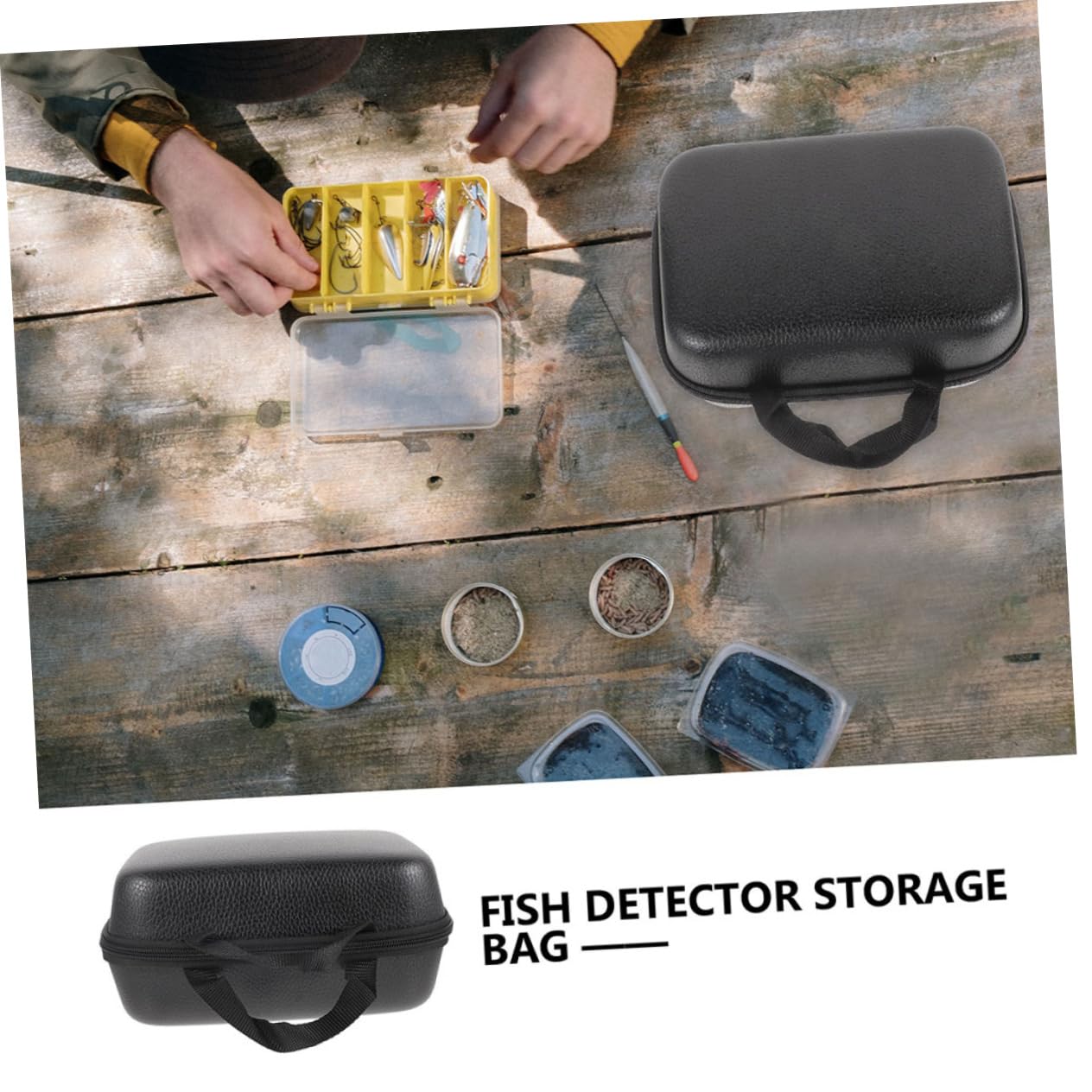 Mipcase Borsa Porta Mulinello da Pesca in Eva Nero, Compatta e Portatile, Custodia Protettiva per Mulinelli e Canne da Pesca, Confezione da 2 Pezzi per Attività all Aperto