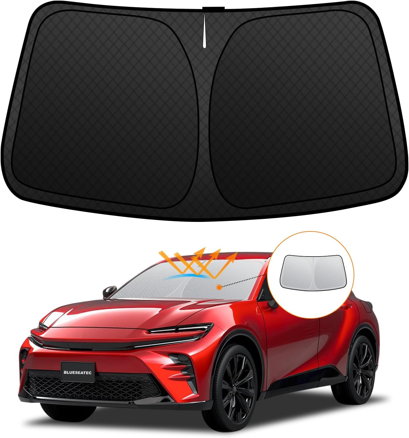 【強化版】トヨタ クラウンスポーツ クラウンセダン クラウン エステート 30系 フロントガラスサンシェード R5.11-現行 UVカット 吸盤不要 6層構造 遮光断熱 夏 紫外線 UVカット 簡単着脱 内装パーツ 車種専用設計 折り畳み式 収納袋付き  Amazonで販売中