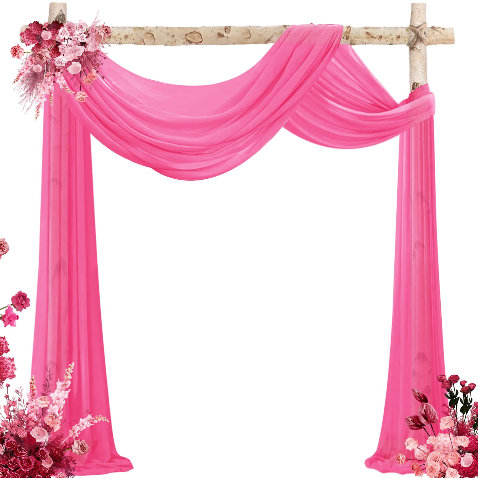 Photo 1 of ** orange *****STOCK PHOTO REFERENCE ONLY***
VOK Pink Wedding Arch Draping Fabric Chiffon Fabric, 29in x 18Ft 2 Panels Sheer Chiffon Outdoor Curtain for Wedding Ceremony Birthday Party Decoration (,2 Panel)
