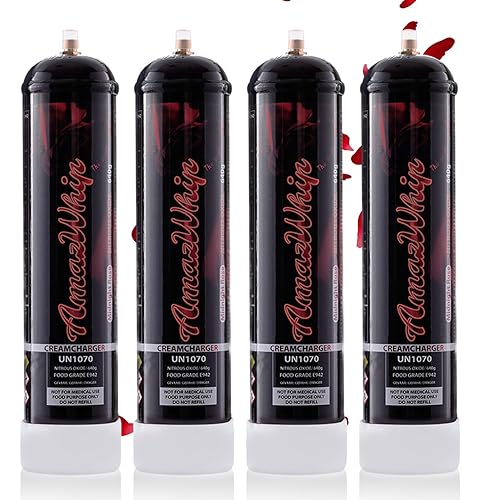 AmazWhip - Cargador de crema de óxido nitroso (22.58 oz, N2O, 4 cilindros rosas)
