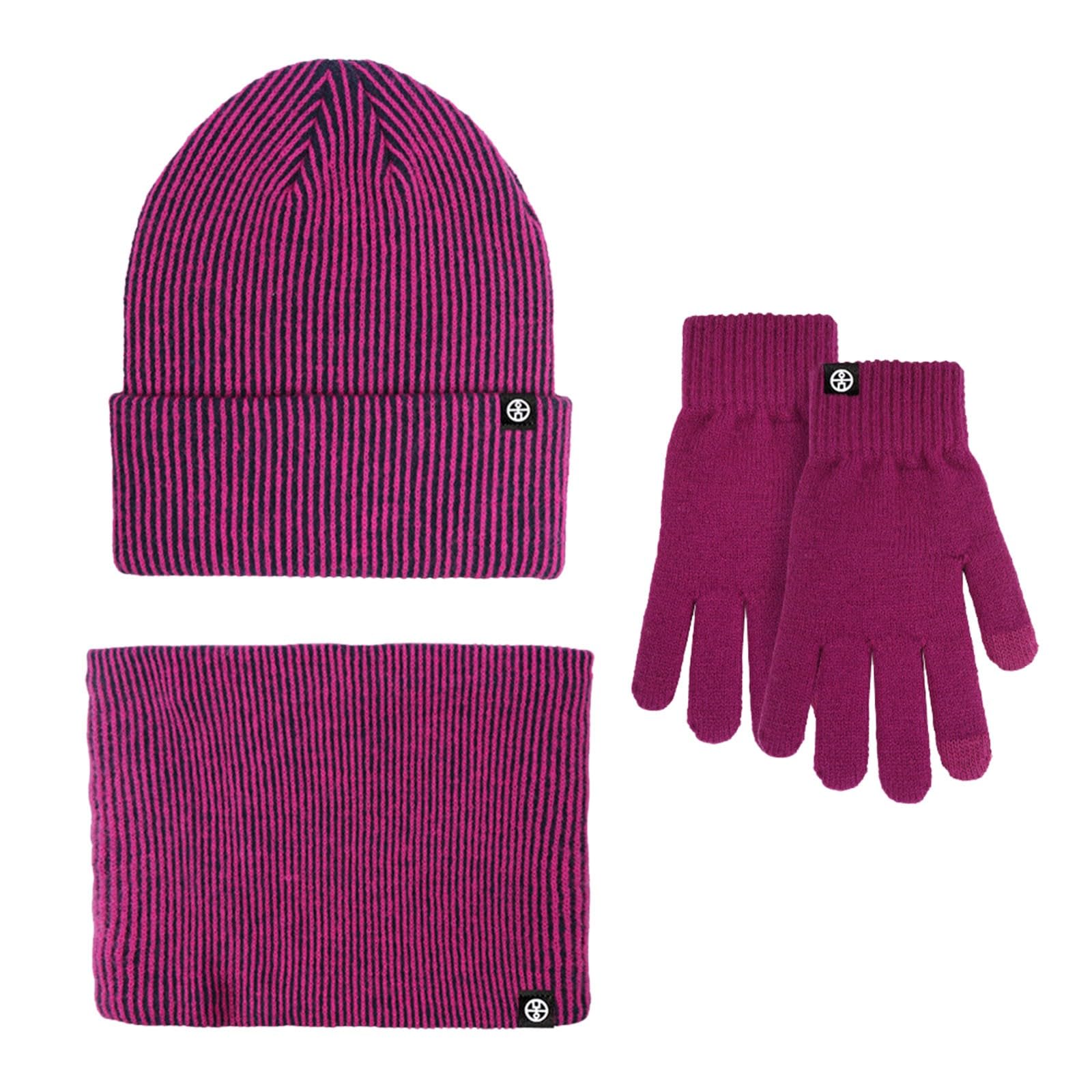 Conjunto de invierno polar a rayas con gorro y bufanda térmica para el frío 8
