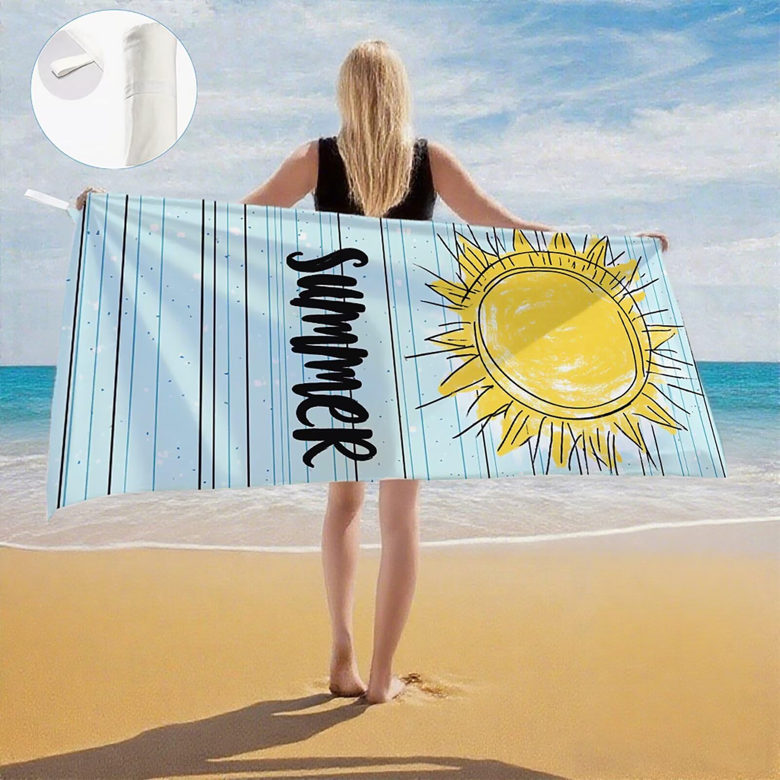 Serviette de Plage XXL 80x160 cm,Soleil Serviette Plage Microfibre avec Séchage Rapide, Anti-Sable, Absorbante Fonction Design pour Vacances Piscine Pique-Nique Voyages Yoga, Cadeau Femme Q-278