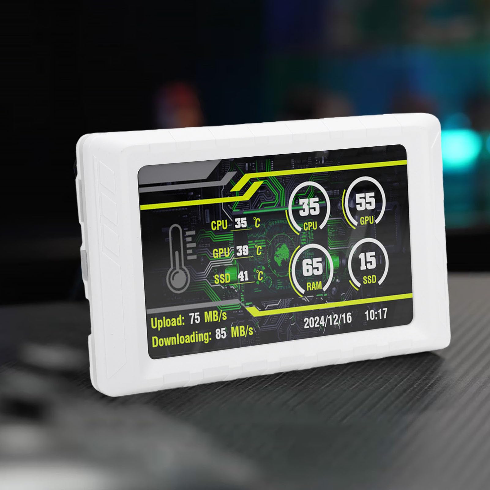 LICAEVEY Mini Monitor de 5 Pulgadas, Pantalla Secundaria, USB C, Monitor de Computadora para PC, de Hardware para CPU, GPU y RAM, para Juegos de Escritorio. (White)