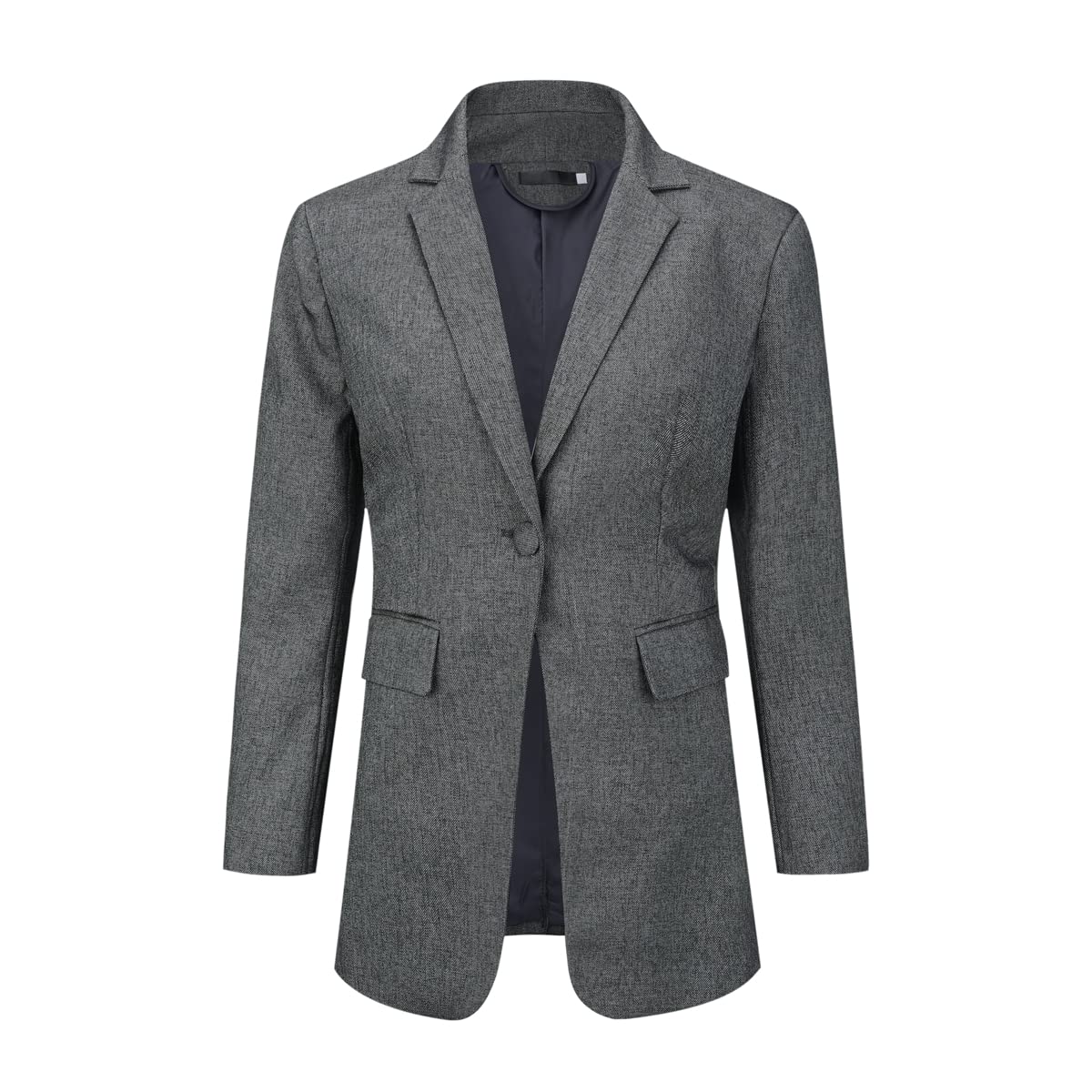YUNCLOS Chaquetas de traje de manga larga para mujer, chaqueta formal para el trabajo, la oficina, elegante chaqueta de traje de negocios, gris oscuro, 36