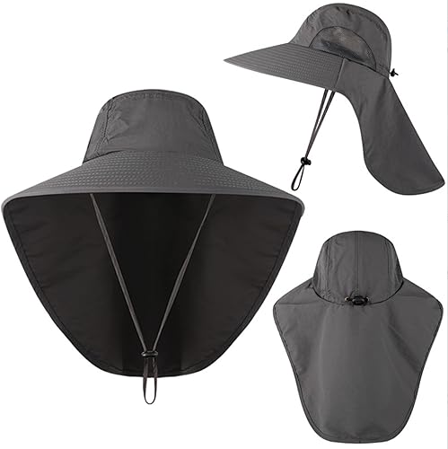 Sombrero de sol para exteriores para hombres y mujeres con protección UPF 50+, gorra de safari de ala ancha, sombrero de pesca con solapa para el