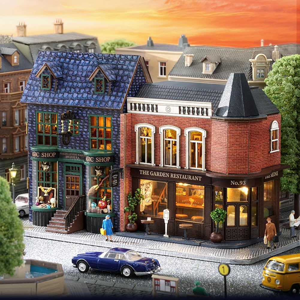 Domek dla lalek DIY miniaturowy zestaw mebli drewnianych, mini ręcznie robiony domek dla lalek z diodami LED, skala 1:24, kreatywne zabawki dla dorosłych, przyjaciela, ukochanego, prezent urodzinowy