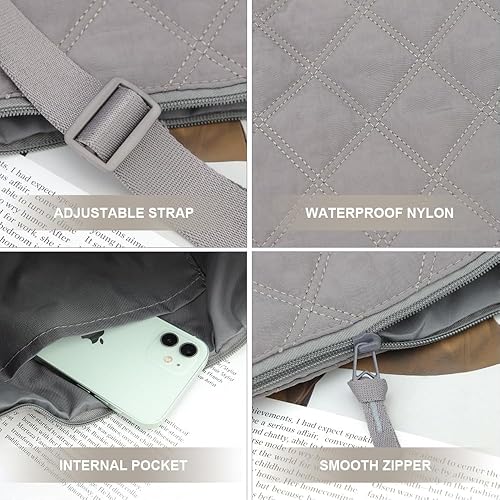 Miniatura 6 de JBB Women Hobo Shoulder Bag Puffer Small Tote Crossbody Bag Purse Cotton Handmade Bags Handbag with Zipper School Work Travel