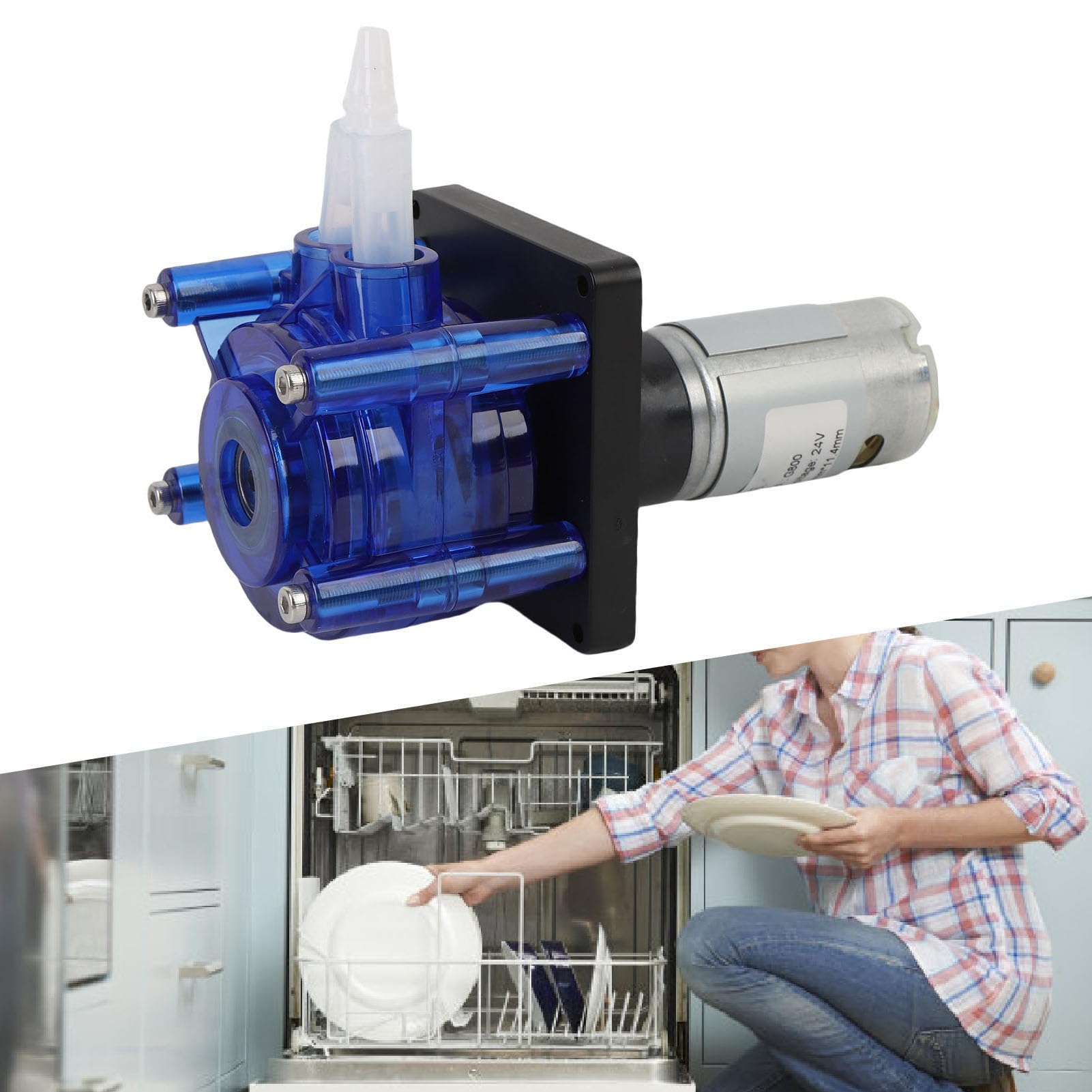Pompa perystaltyczna do zmywarki SustVita 800 ml/min, silnik prądu stałego 24 V 0,45 A, dystrybutor pompy perystaltycznej cieczy z rurką 6,4 x 11,4 mm do naprawy sprzętu AGD (24 V)