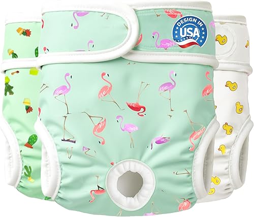 Pet Magasin - Pañales reutilizables lavables para perros, altamente absorbentes, con velcro fuerte y flexible, paquete de 3, diseño moderno, Talla