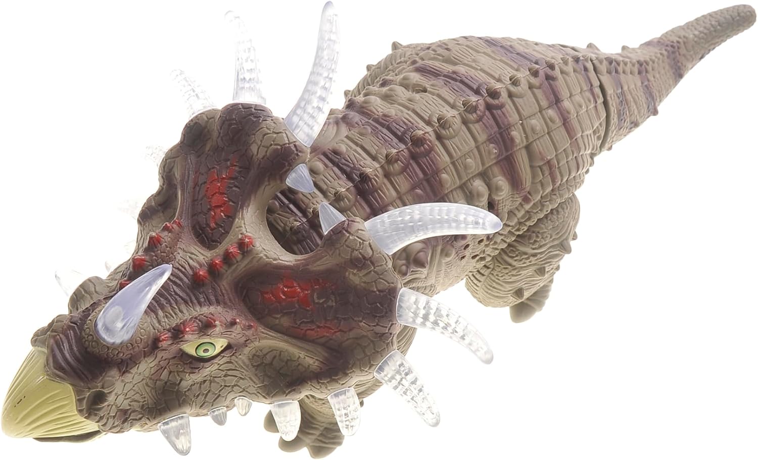 PowerTRC Walking Dinosaur Toys for Kids 3-6, Triceratops Electronic Jurassic Toy with LED Light, Sound, Swinging Tail Battery Powered for Toddlers