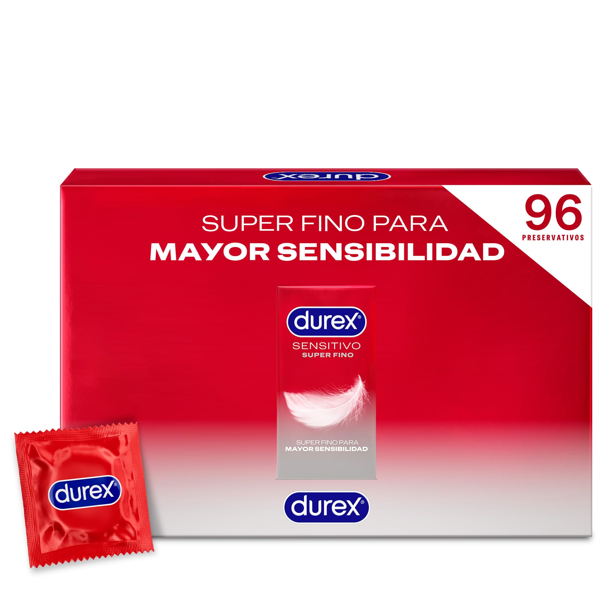 Durex Pack Preservativos Sensitivo Suave, 96 condones, El embalaje puede variar