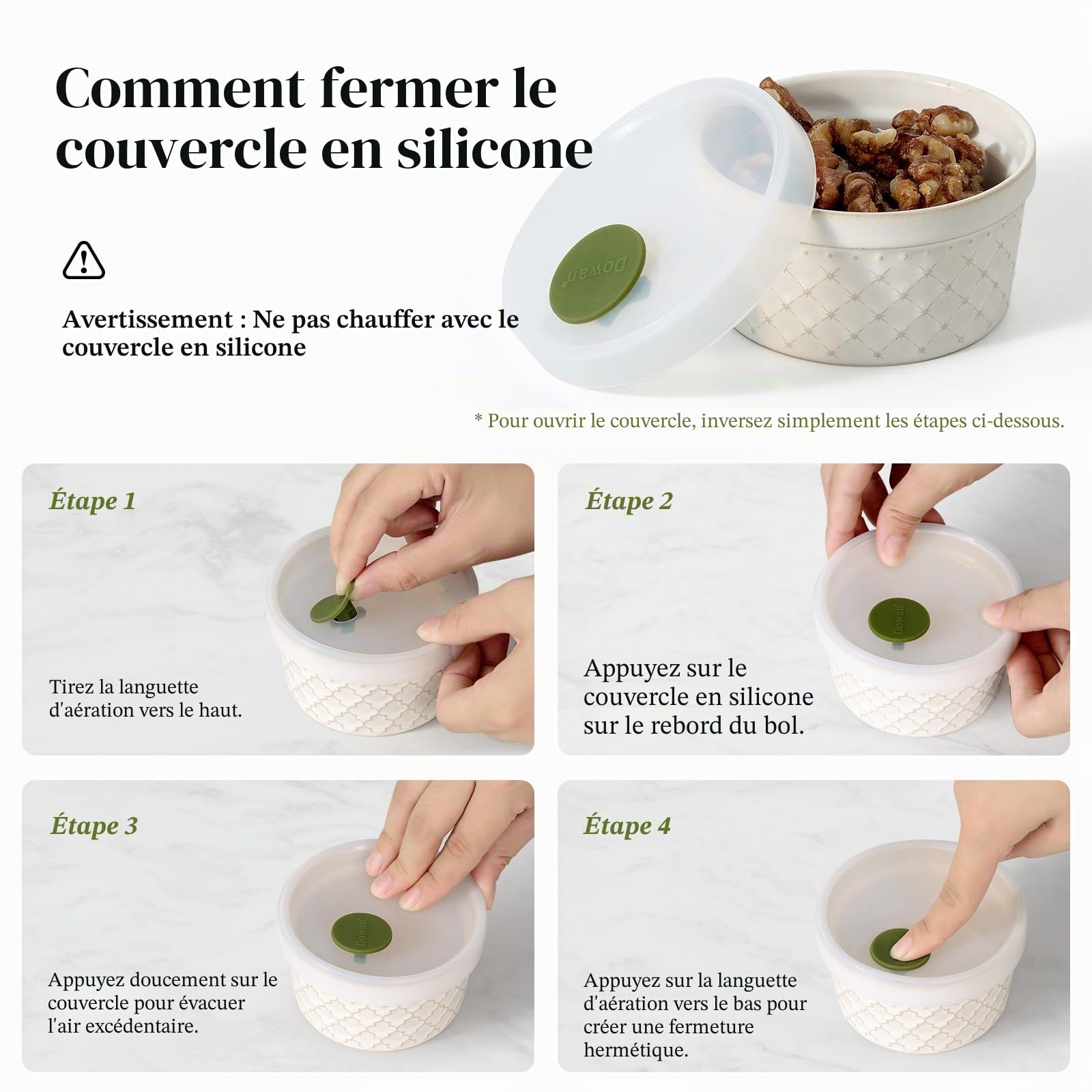 DOWAN Lot de 6 ramequins en porcelaine avec couvercles, ramequins pour crème brûlée, bols en céramique de 140 ml, résistants au four, pour soufflés, desserts, casseroles et trempettes