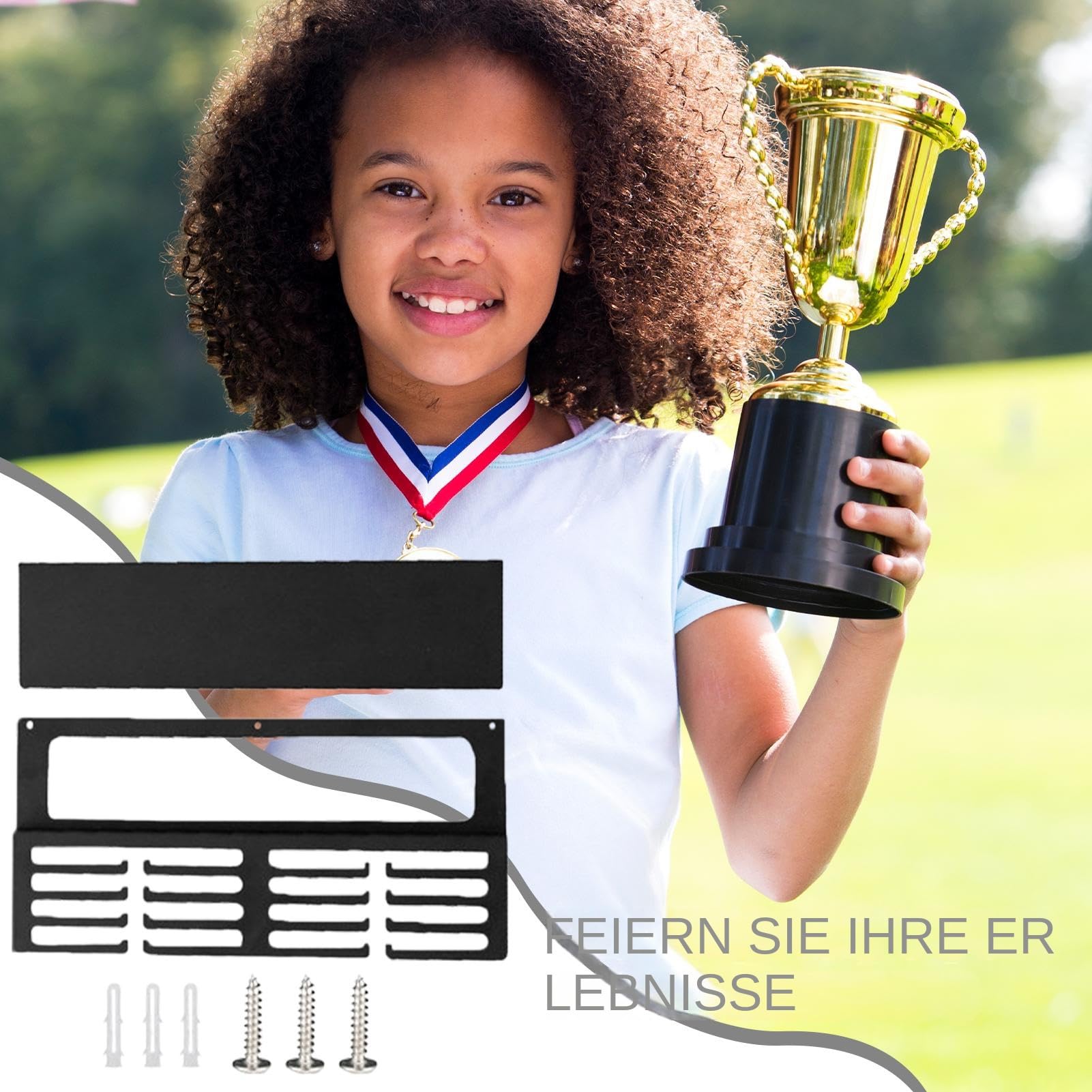 Trophäen Ausstellungsregal - Metall Aufhängeständer - Wandhalterung für Auszeichnungen | für Sportler, Kinder, Baseball, Fussball, American Football, Gymnastik, Leichtathletik, Schwimmen, Aufbewahrung