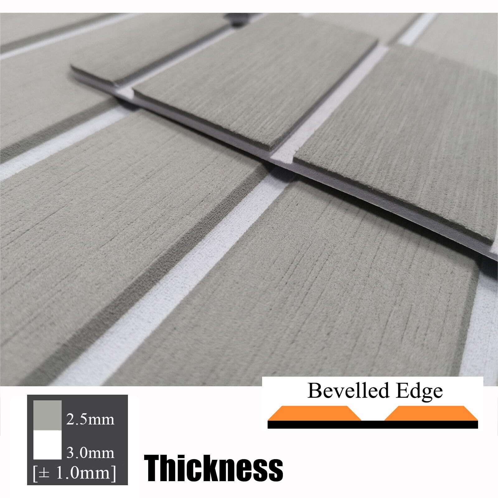 90 × 240 cm EVA sintetico barca Decking foglio Yacht Marine Flooring Tappeto antiscivolo con adesivo di supporto, bordo smussato