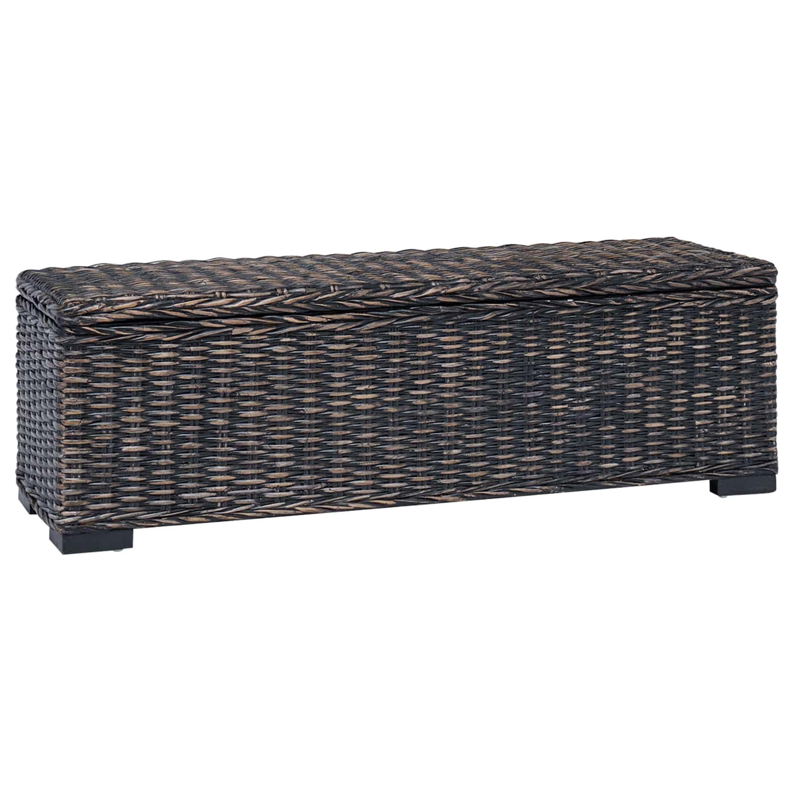 Coffre de rangement noir cubique pour optimiser un petit couloir