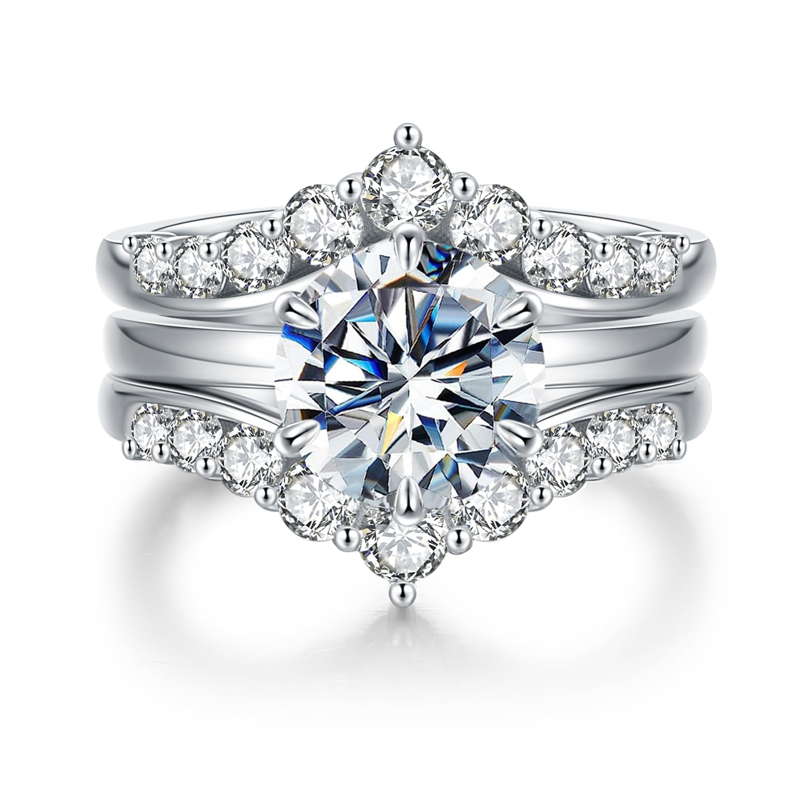 LOIPURI Moissanite 3CT Bridal Ring Set