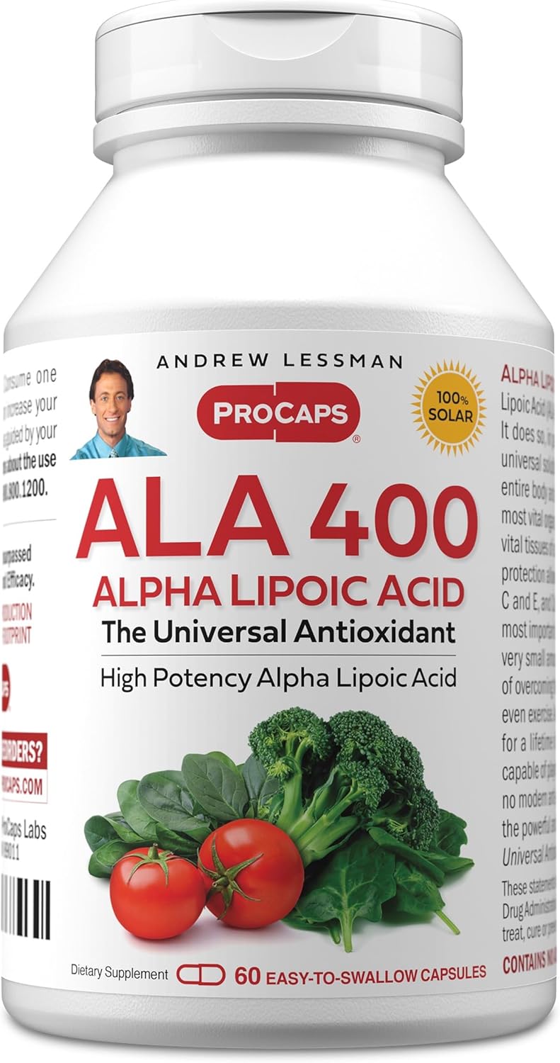 ANDREW LESSMAN Alpha Lipoic Acid ALA 400mg - 60 Capsules - The Universal Anti-Oxidant, Ultra-High Potency, No Additives